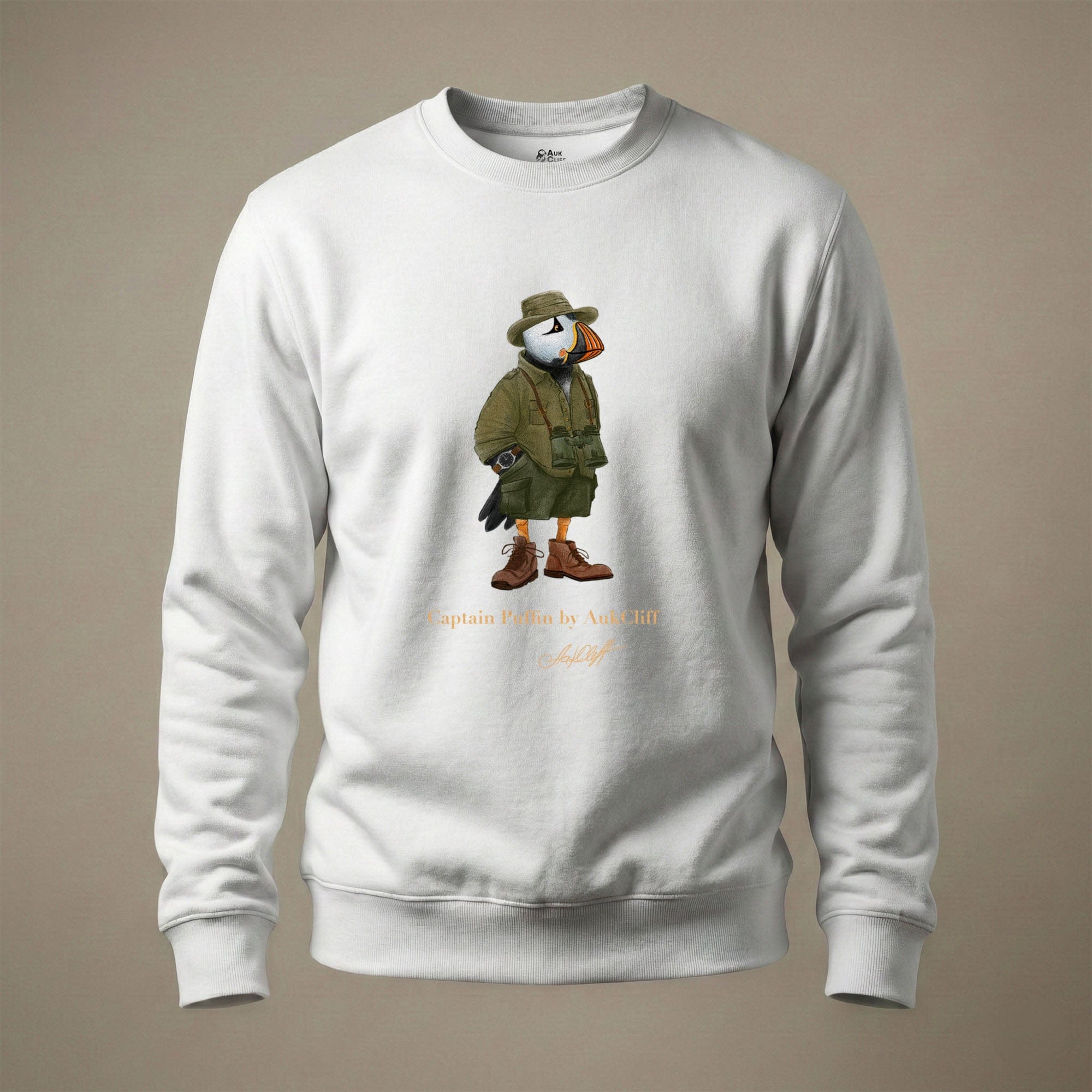AukCliff Captain Puffin Sweatshirt White / S Captain Puffin™ Safari Explorer Sweatshirt
