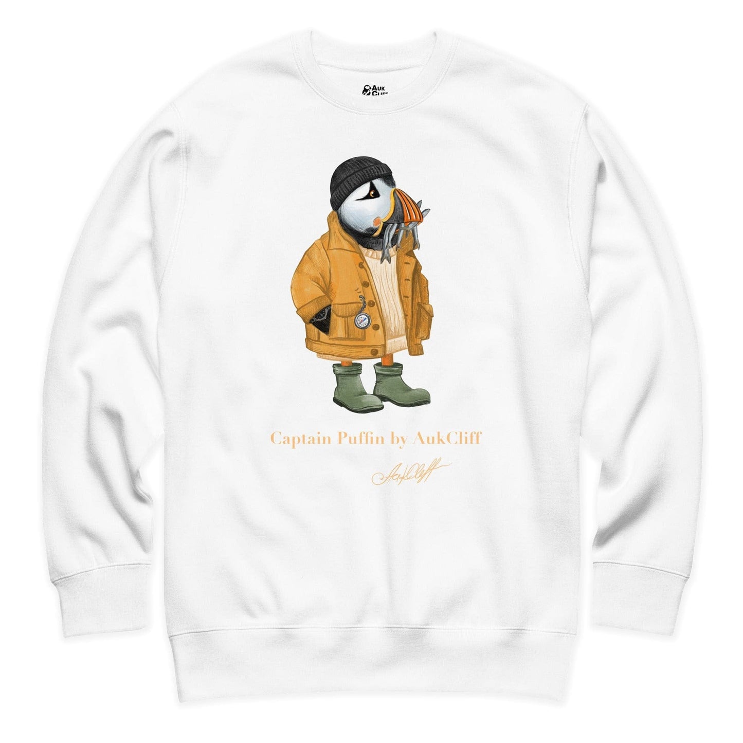 AukCliff Captain Puffin Sweatshirt White / S Captain Puffin™ Sailor “Catch of the Day” Sweatshirt