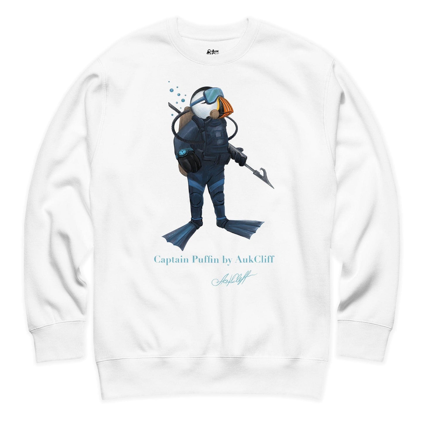 AukCliff Captain Puffin Sweatshirt White / S Captain Puffin™ Scuba Diver Sweatshirt