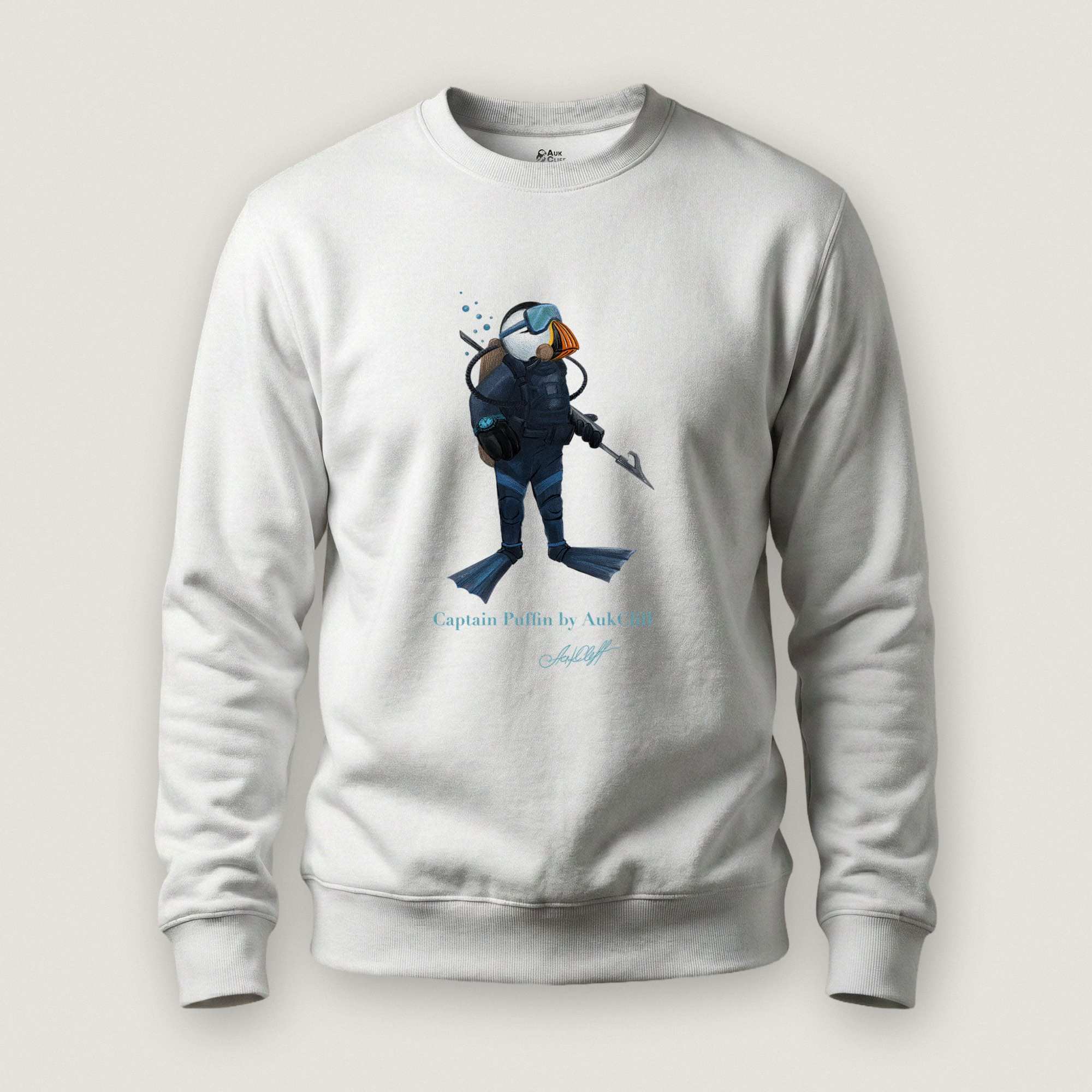 AukCliff Captain Puffin Sweatshirt White / S Captain Puffin™ Scuba Diver Sweatshirt