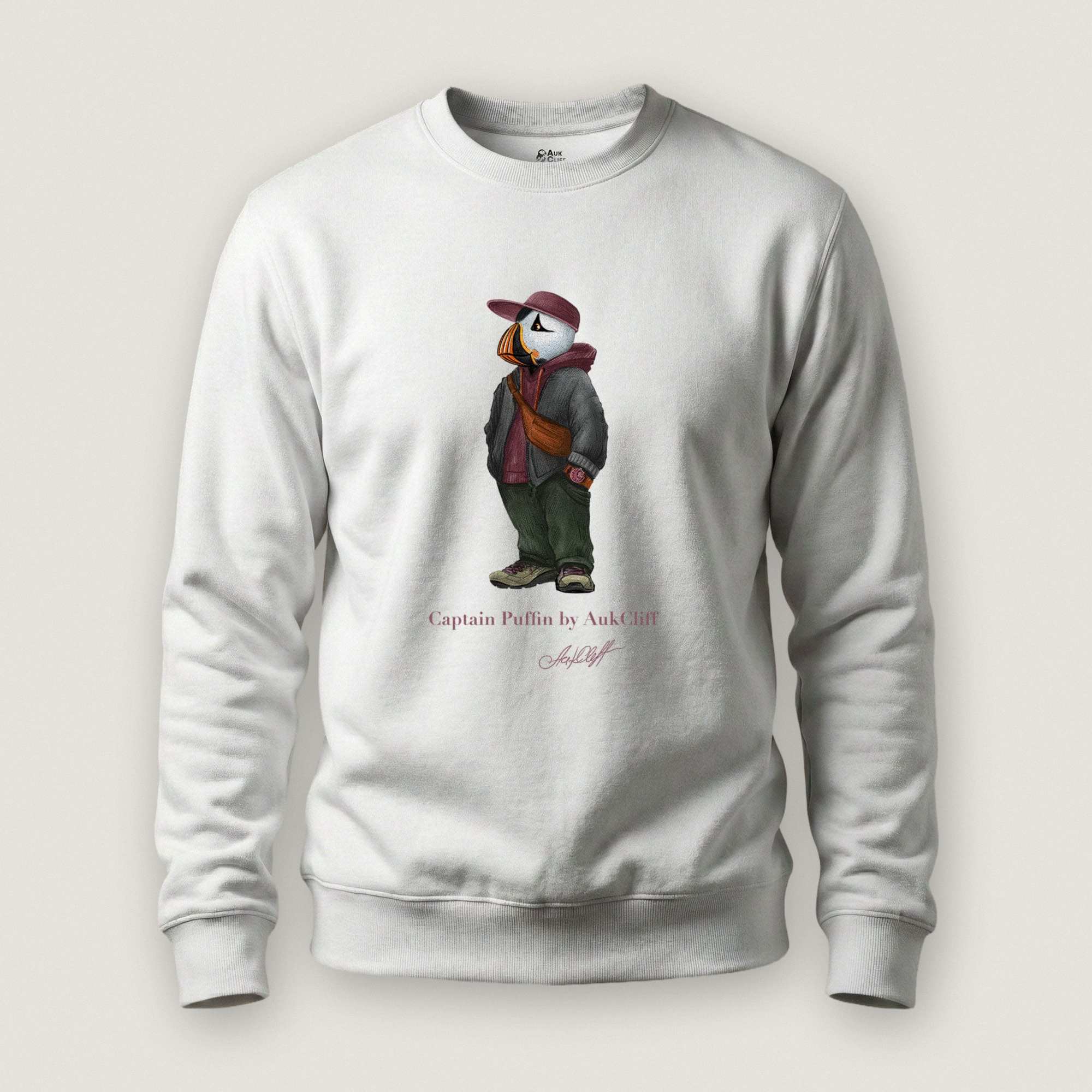 AukCliff Captain Puffin Sweatshirt White / S Captain Puffin™ “Streetwear Scout” Sweatshirt