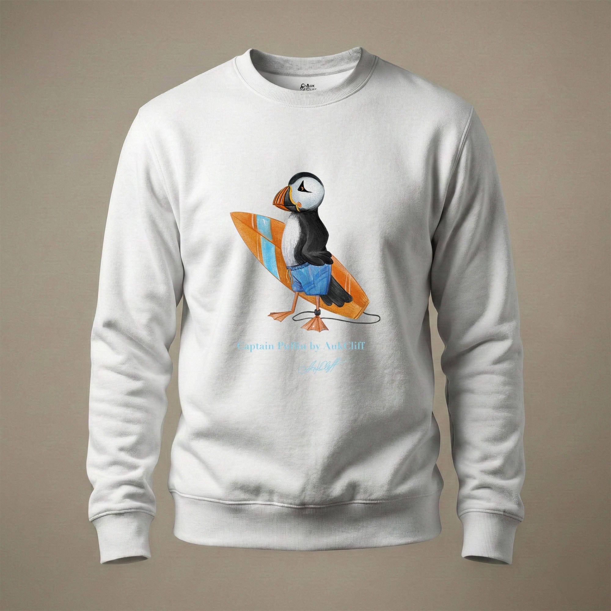 AukCliff Captain Puffin Sweatshirt White / S Captain Puffin™ Surfer Sweatshirt