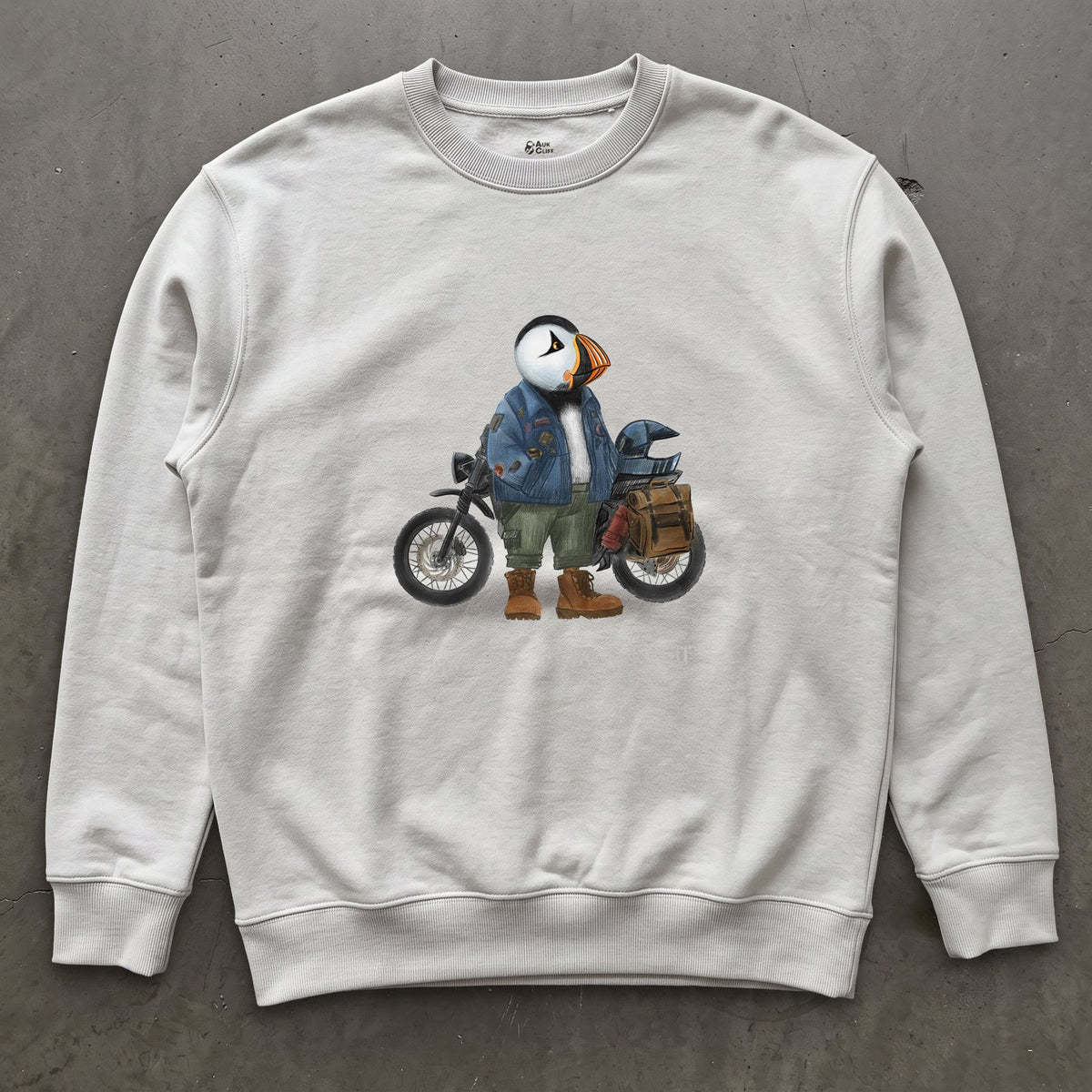 AukCliff Captain Puffin Sweatshirt White / S Captain Puffin™ “The Adventure Motorcyclist” Sweatshirt