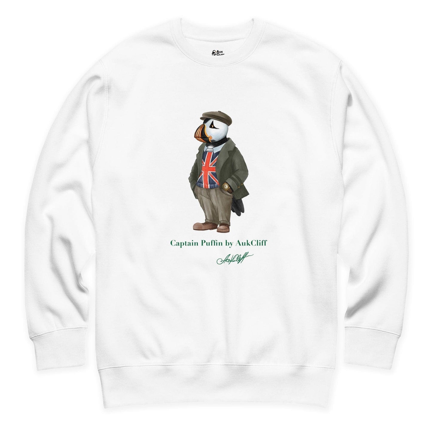 AukCliff Captain Puffin Sweatshirt White / S Captain Puffin™ “The British Explorer” Sweatshirt