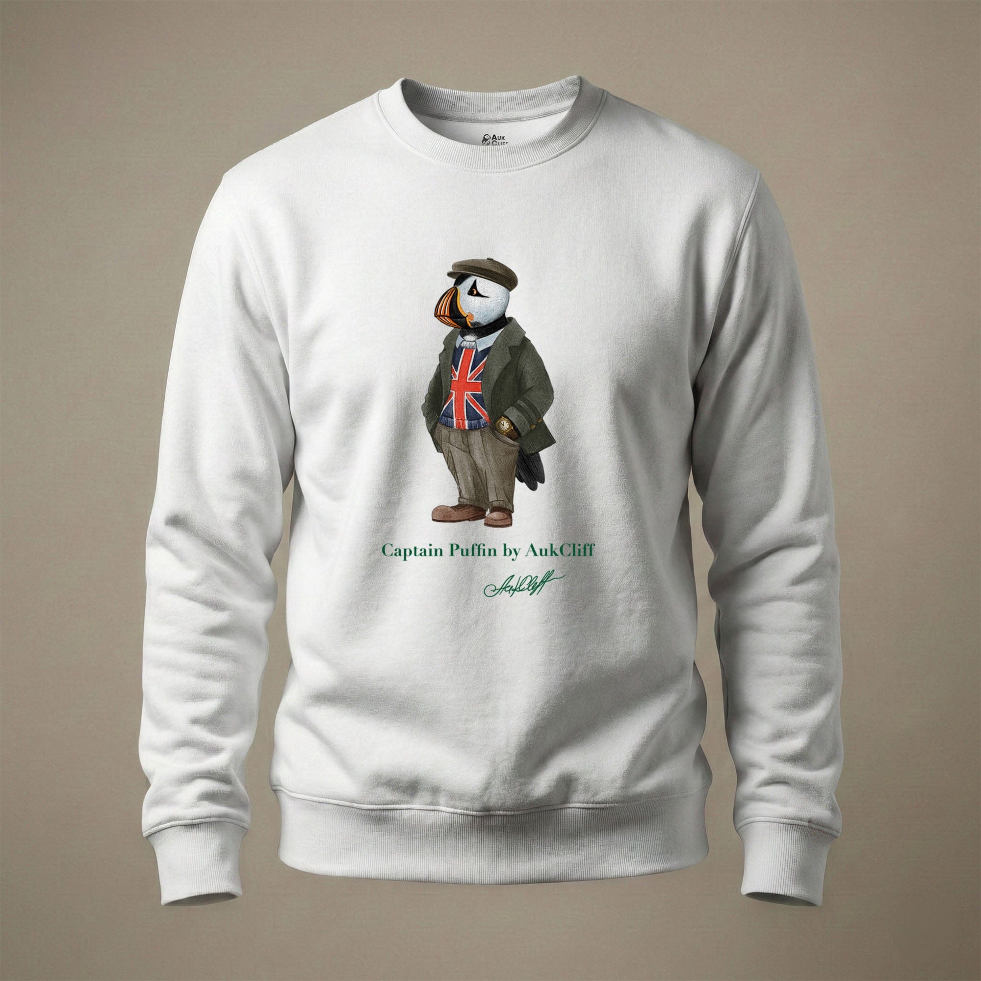 AukCliff Captain Puffin Sweatshirt White / S Captain Puffin™ “The British Explorer” Sweatshirt