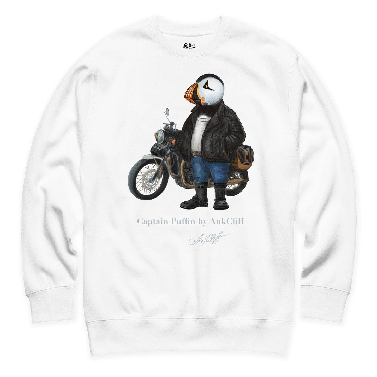AukCliff Captain Puffin Sweatshirt White / S Captain Puffin™ “The Café Racer” Sweatshirt