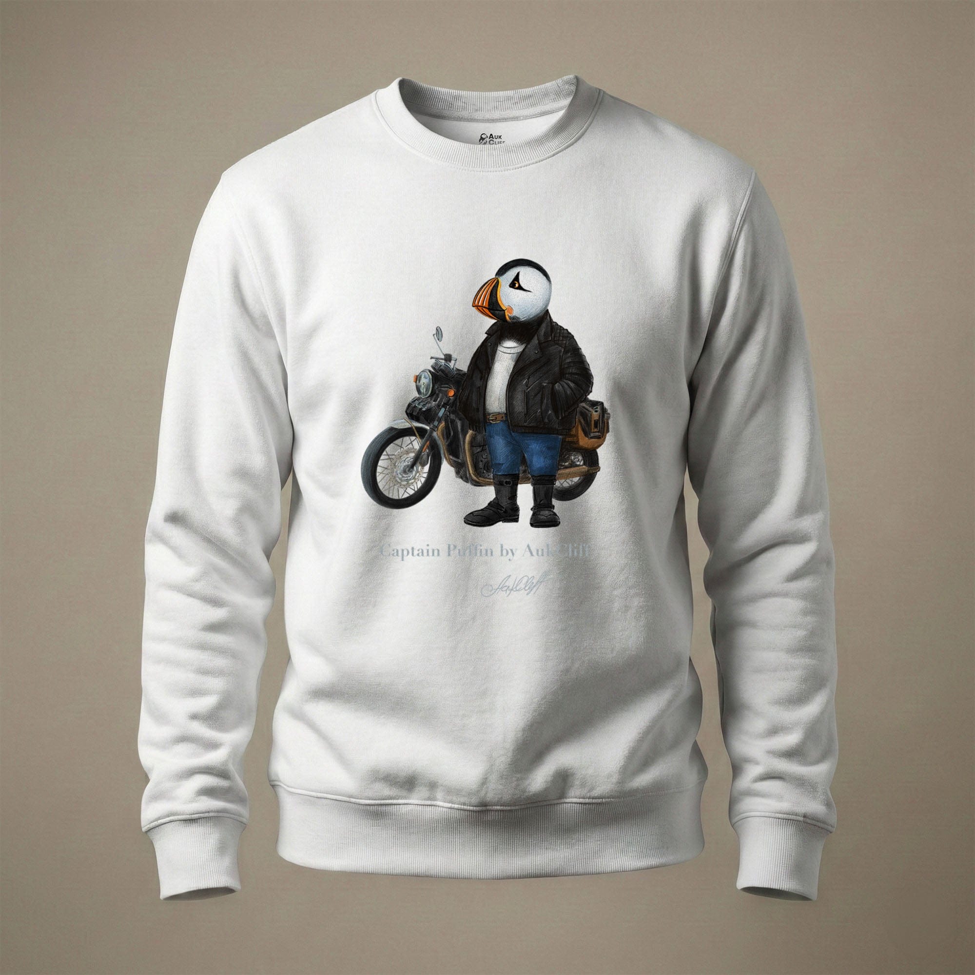 AukCliff Captain Puffin Sweatshirt White / S Captain Puffin™ “The Café Racer” Sweatshirt