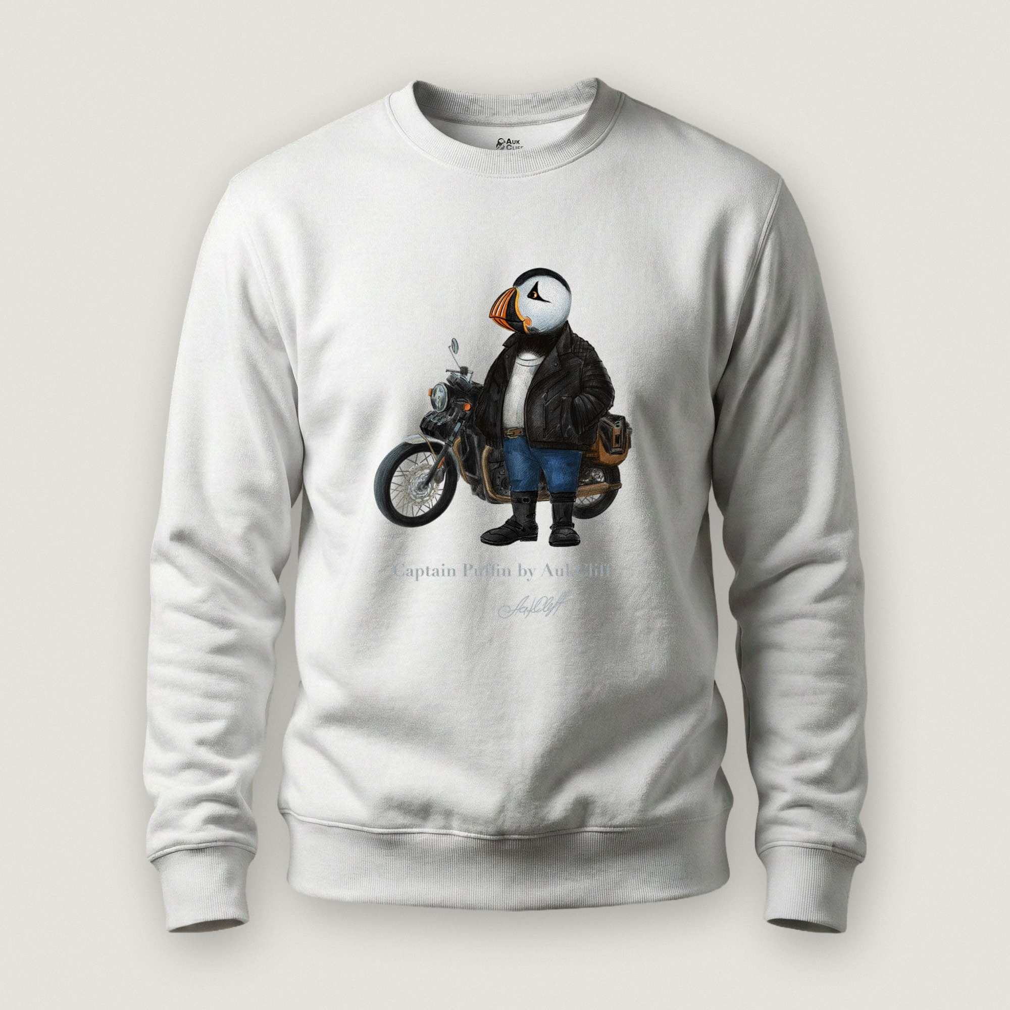 AukCliff Captain Puffin Sweatshirt White / S Captain Puffin™ “The Café Racer” Sweatshirt