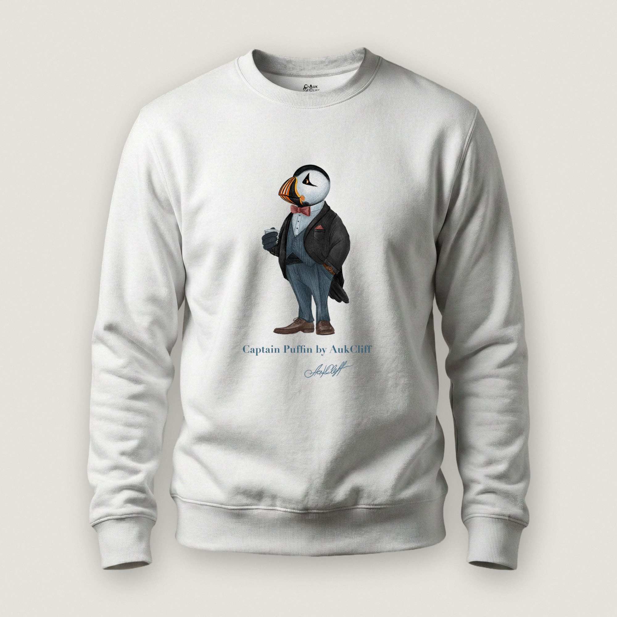 AukCliff Captain Puffin Sweatshirt White / S Captain Puffin™ “The Gentleman Adventurer” Sweatshirt