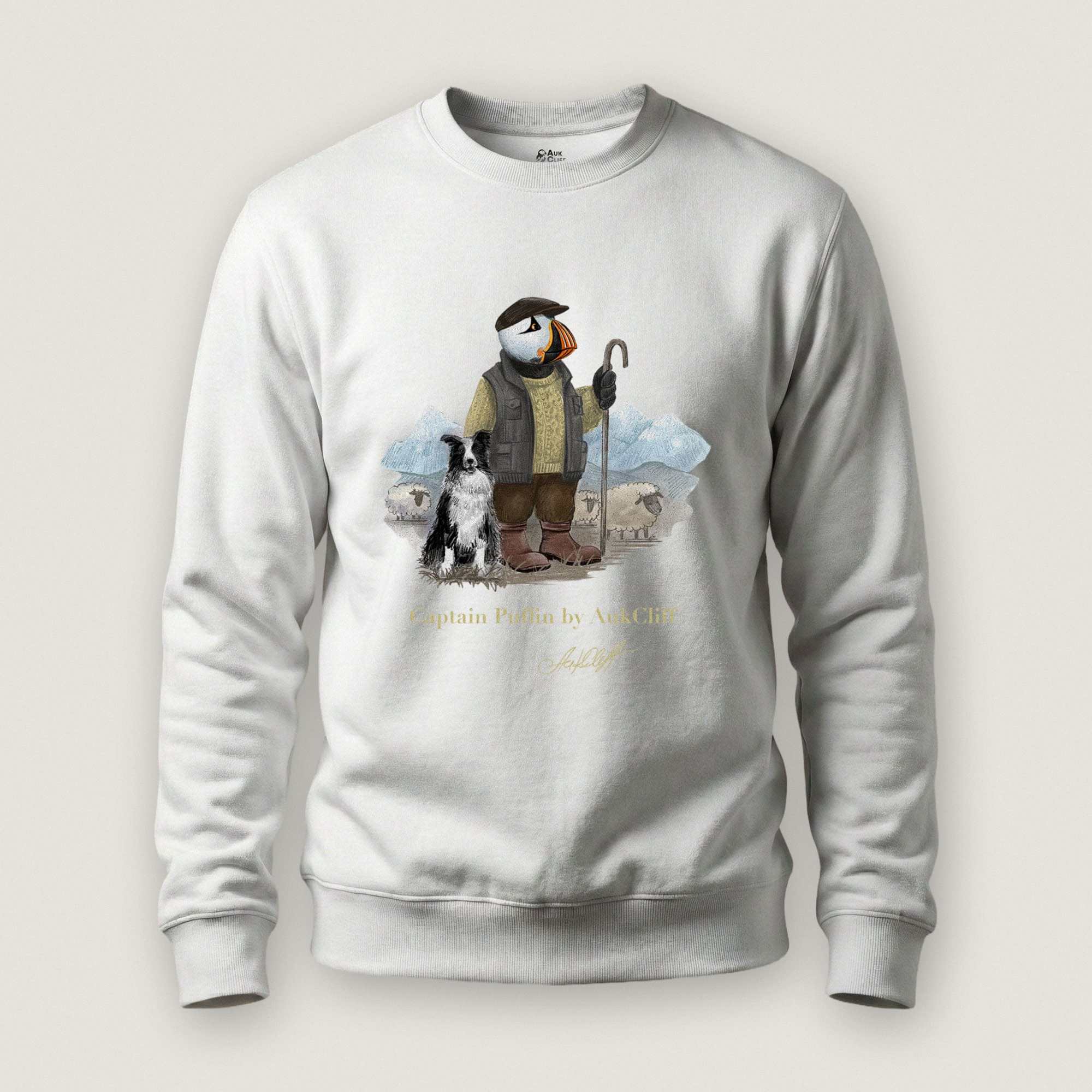 AukCliff Captain Puffin Sweatshirt White / S Captain Puffin™ “The Merino Farmer” Sweatshirt