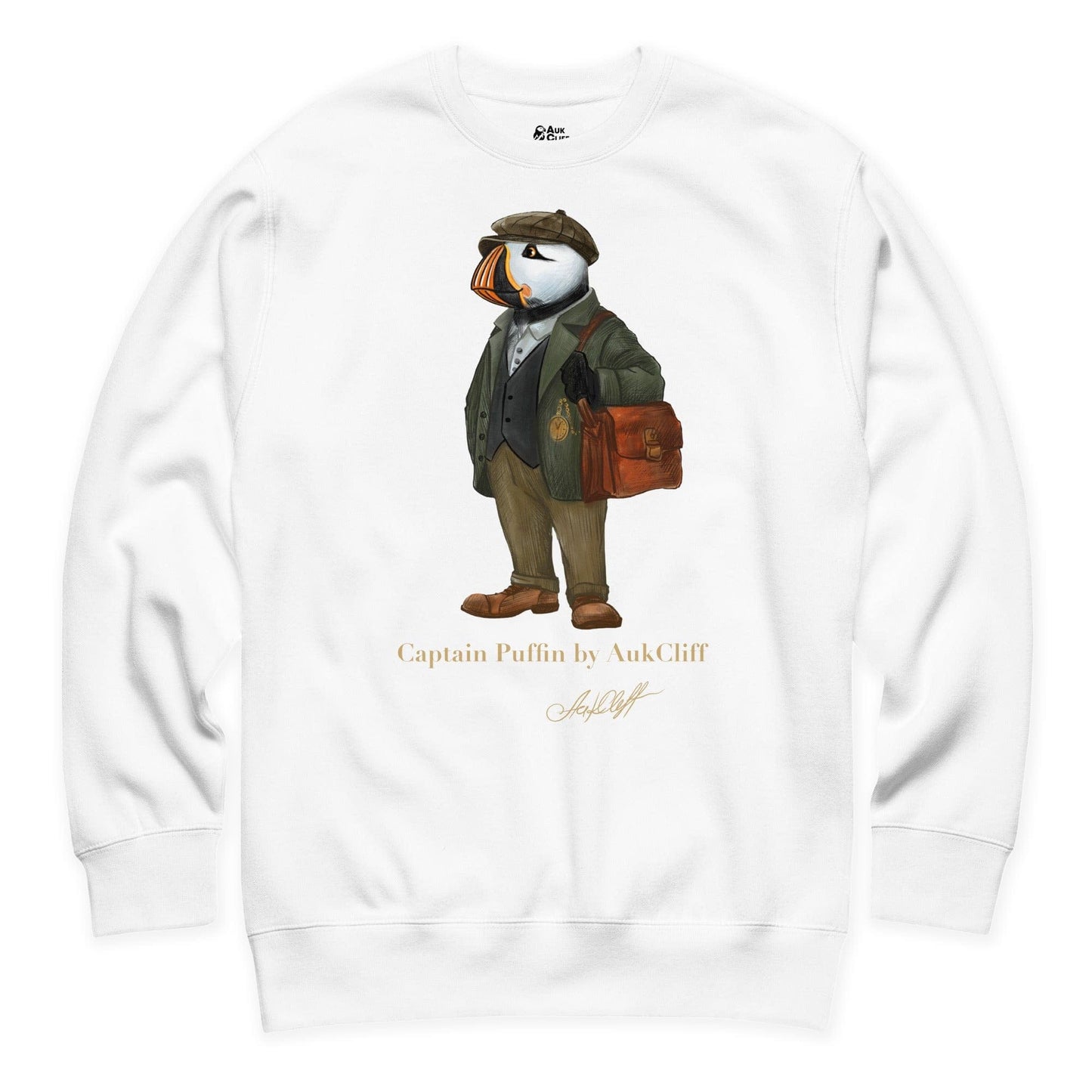 AukCliff Captain Puffin Sweatshirt White / S Captain Puffin™ “The Vintage Explorer” Sweatshirt
