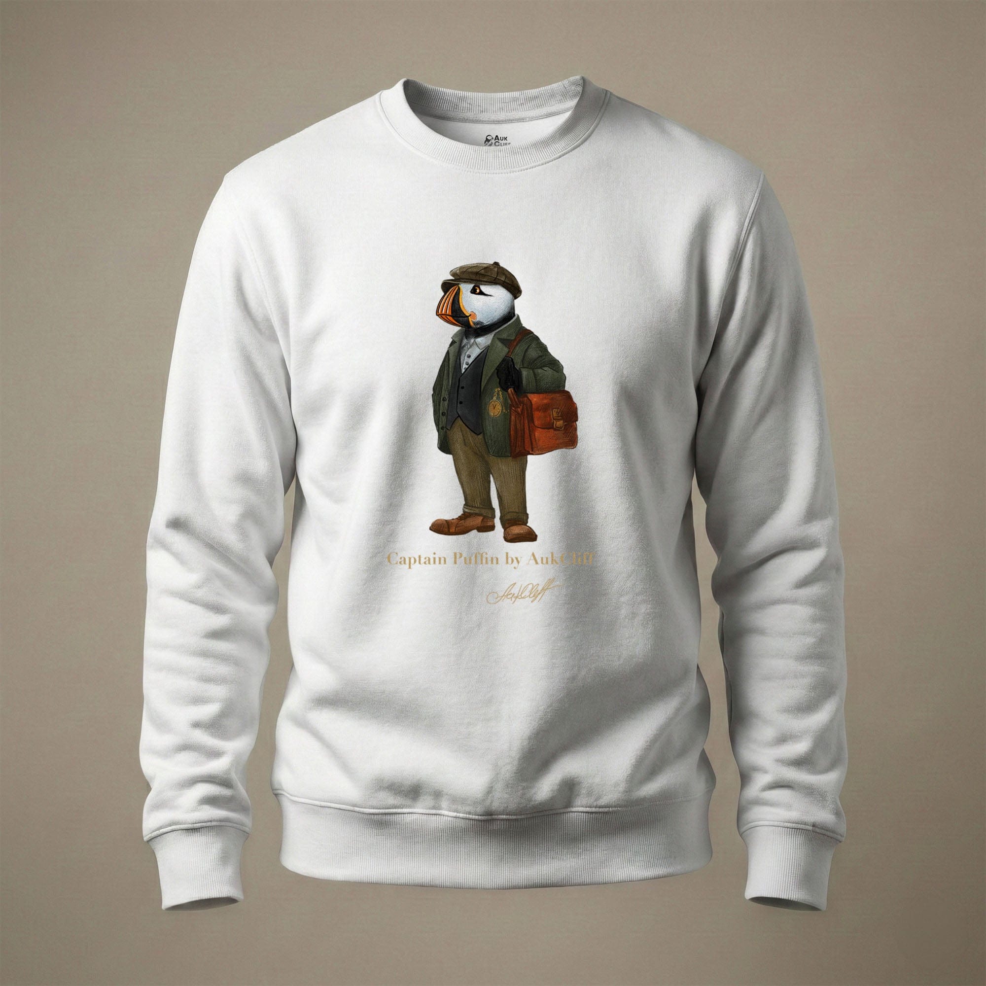 AukCliff Captain Puffin Sweatshirt White / S Captain Puffin™ “The Vintage Explorer” Sweatshirt