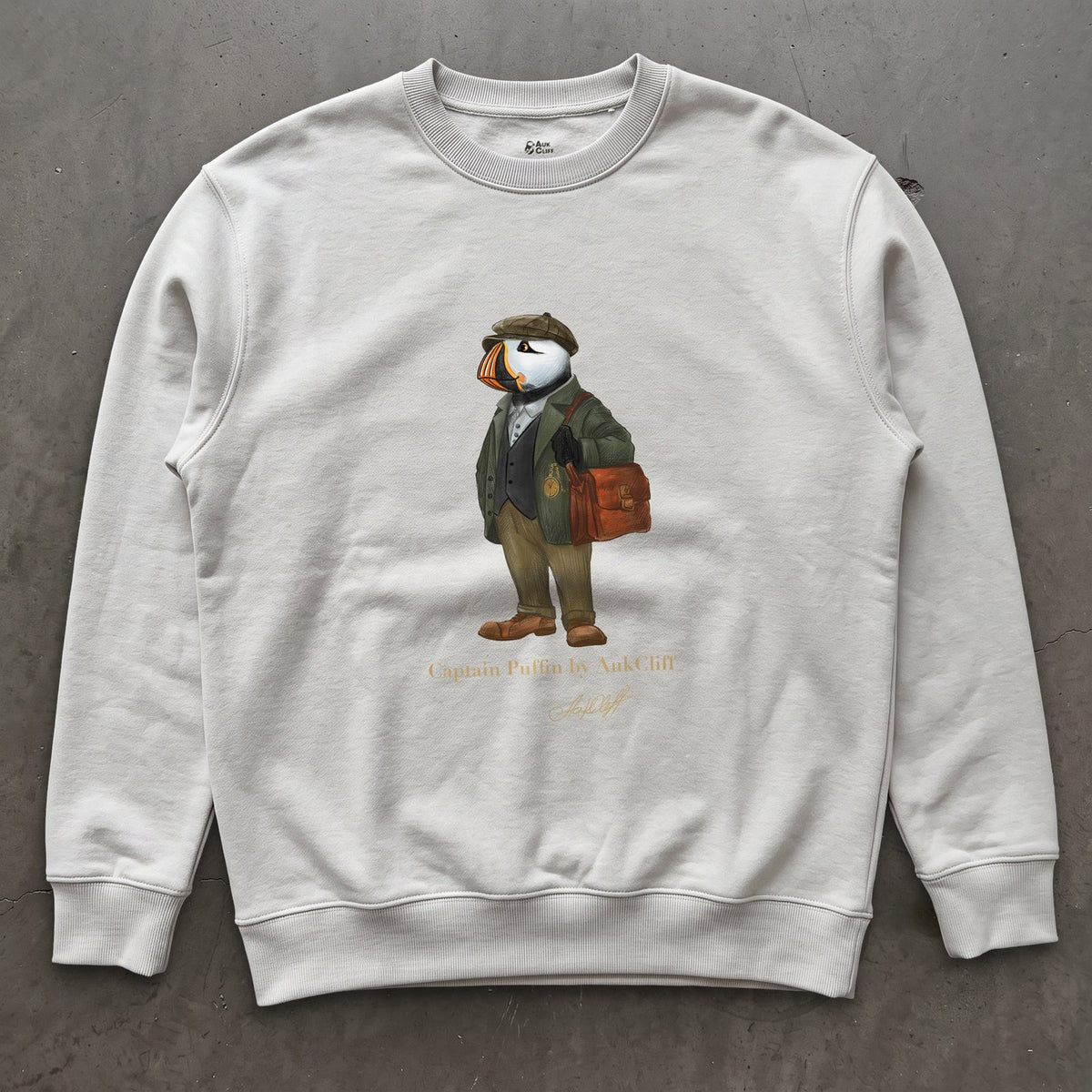 AukCliff Captain Puffin Sweatshirt White / S Captain Puffin™ “The Vintage Explorer” Sweatshirt