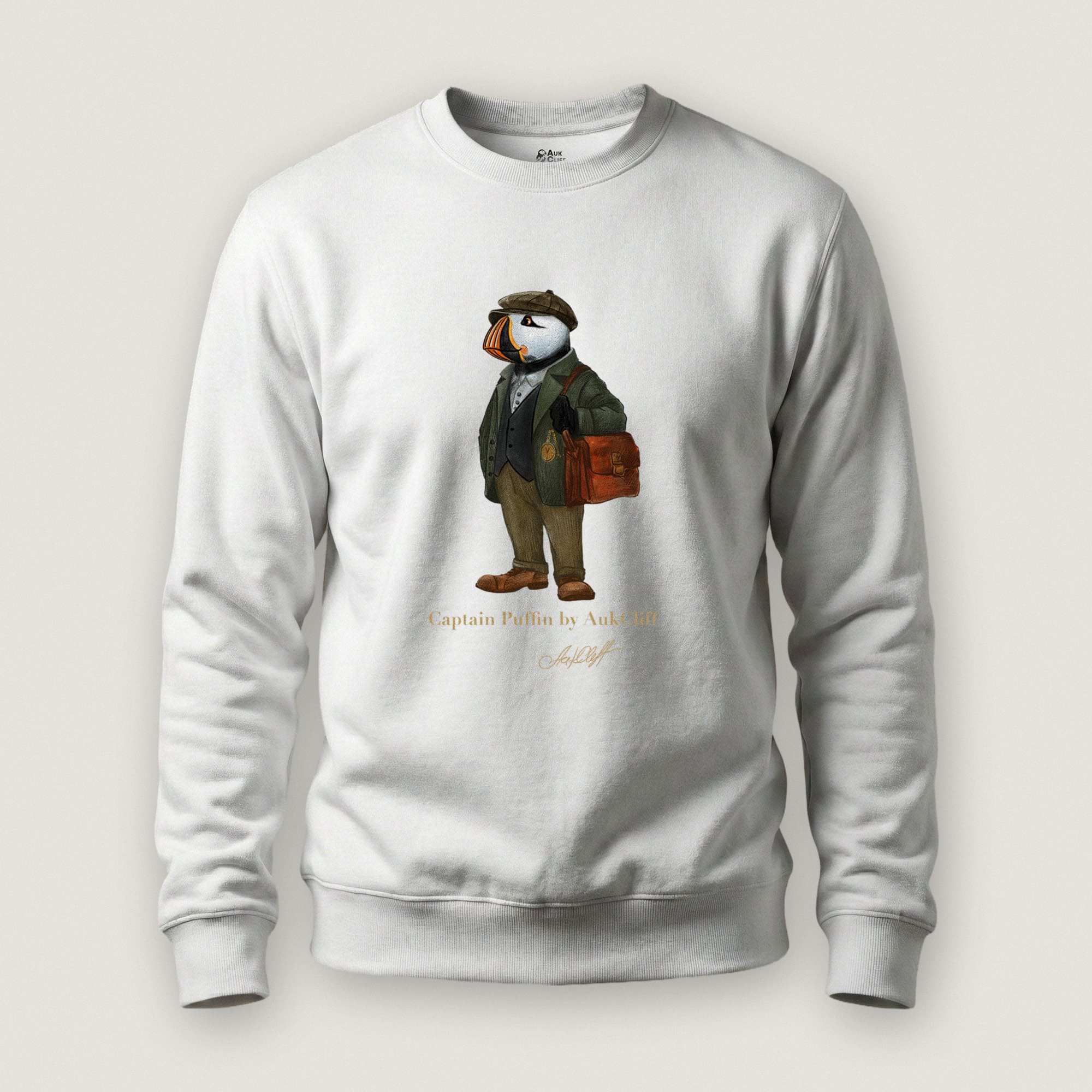 AukCliff Captain Puffin Sweatshirt White / S Captain Puffin™ “The Vintage Explorer” Sweatshirt