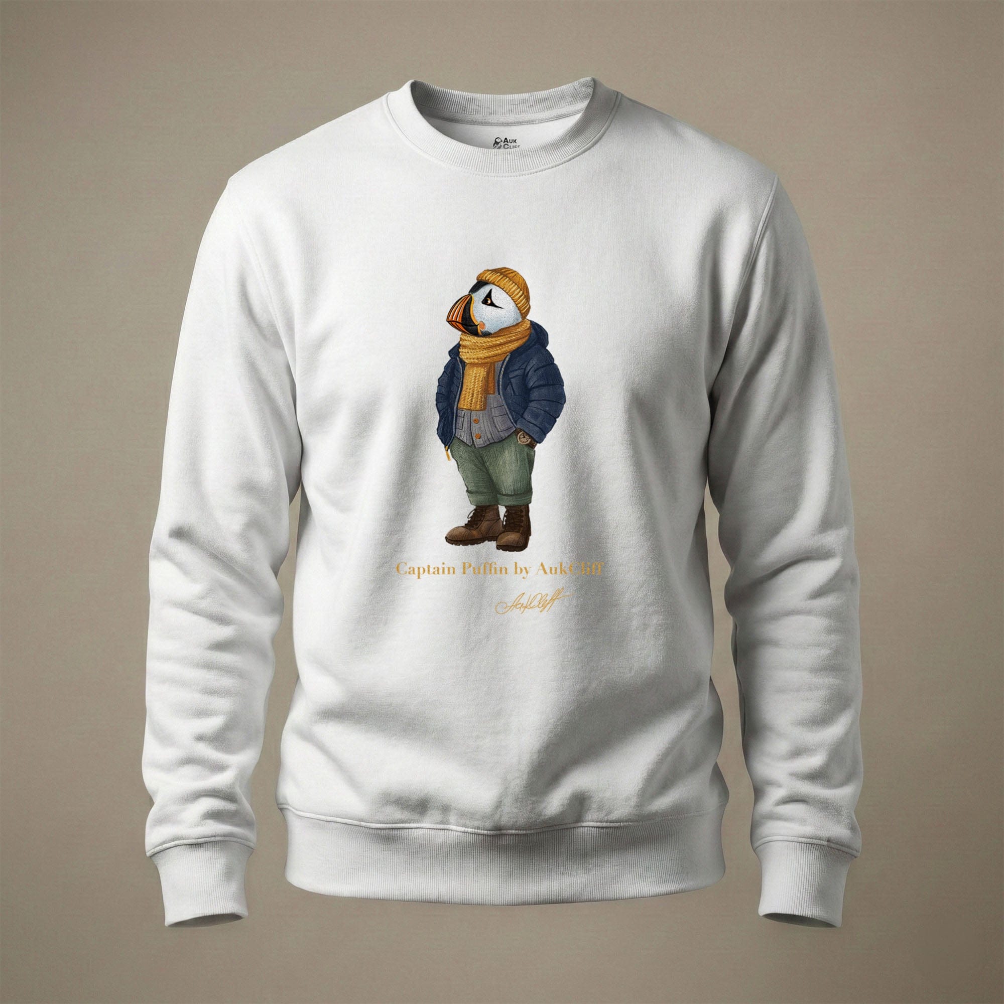 AukCliff Captain Puffin Sweatshirt White / S Captain Puffin™ “The Winter Wanderer” Sweatshirt