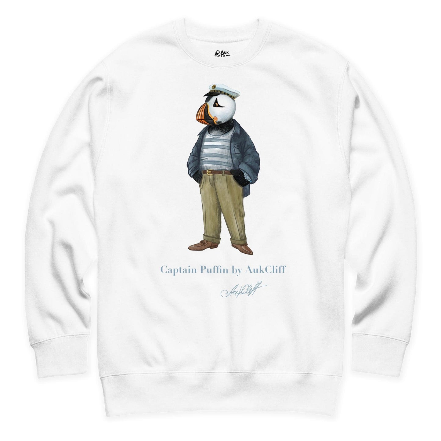 AukCliff Captain Puffin Sweatshirt White / S Captain Puffin “The Yacht Captain” Sweatshirt