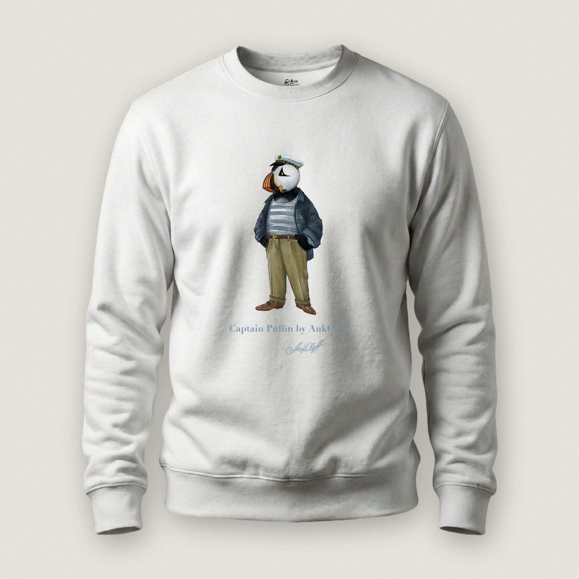 AukCliff Captain Puffin Sweatshirt White / S Captain Puffin™ “The Yacht Captain” Sweatshirt