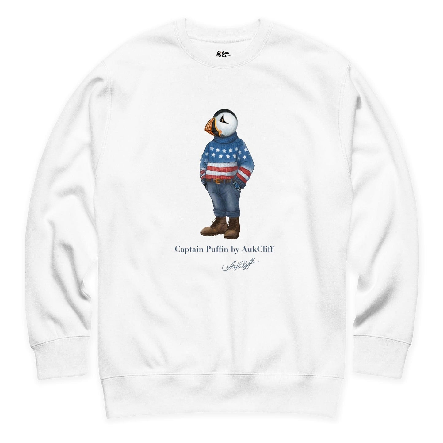 AukCliff Captain Puffin Sweatshirt White / S Captain Puffin™ “USA Outfitter” Sweatshirt