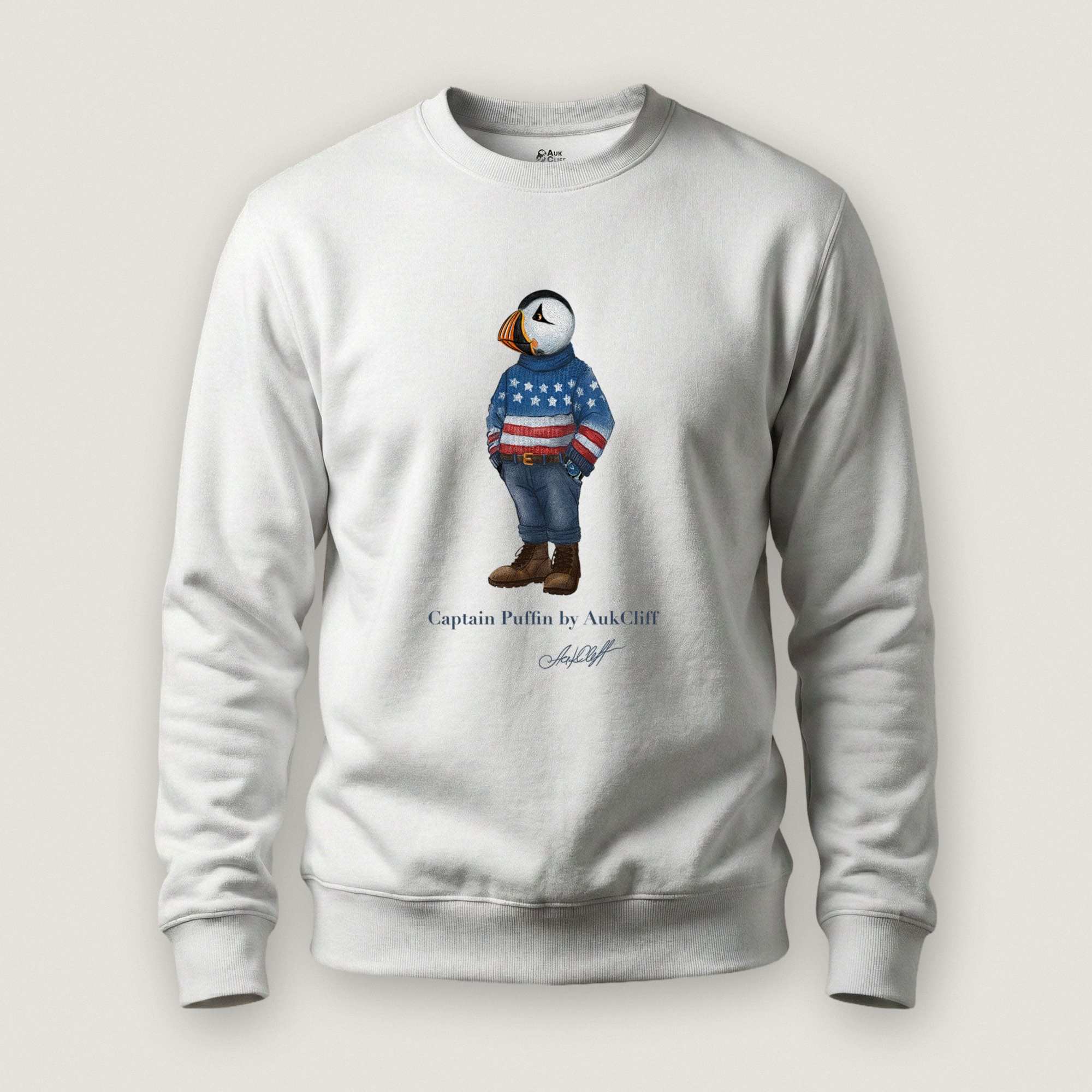 AukCliff Captain Puffin Sweatshirt White / S Captain Puffin™ “USA Outfitter” Sweatshirt