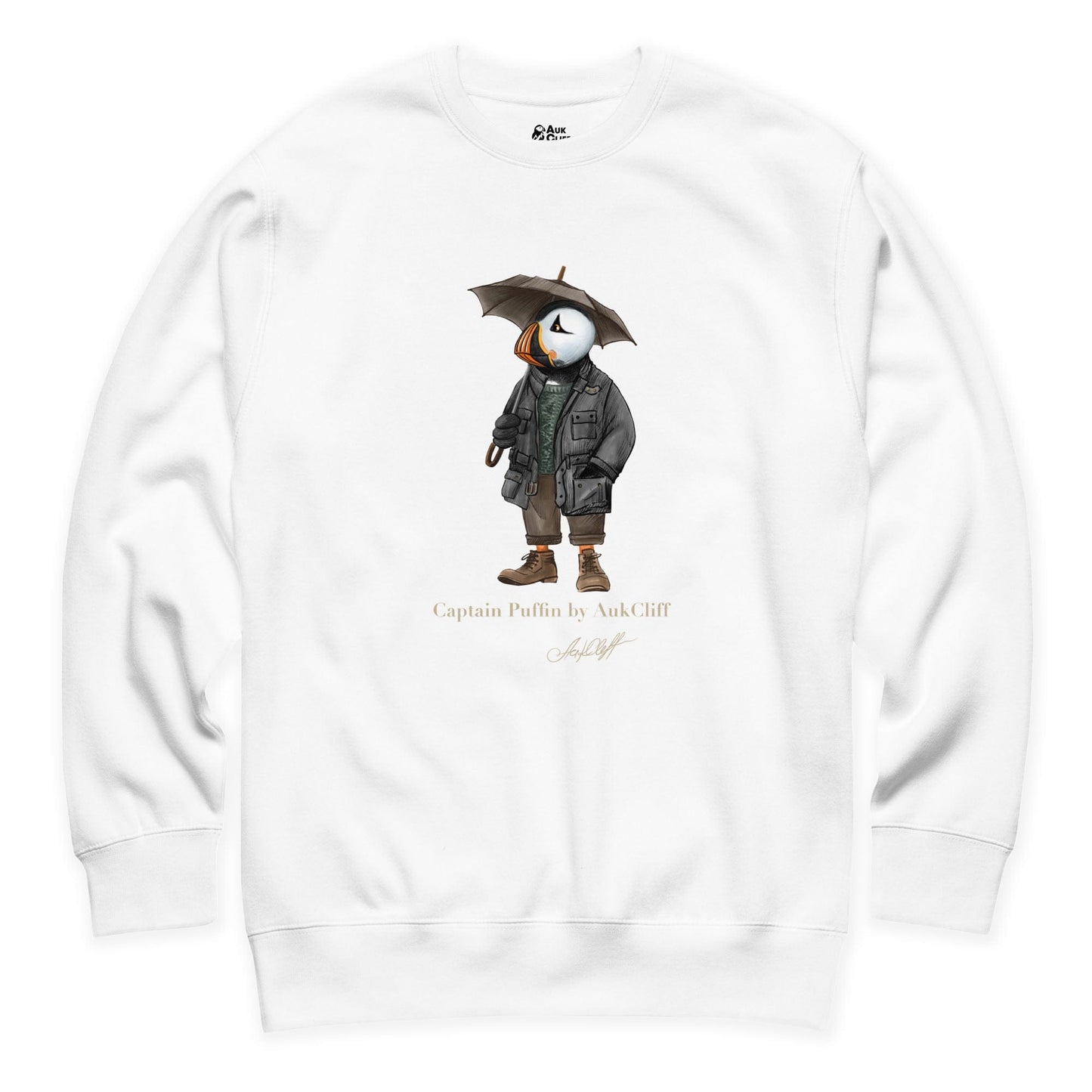 AukCliff® Captain Puffin Sweatshirt White / S Captain Puffin™ “Waxed Trail Rover” Sweatshirt