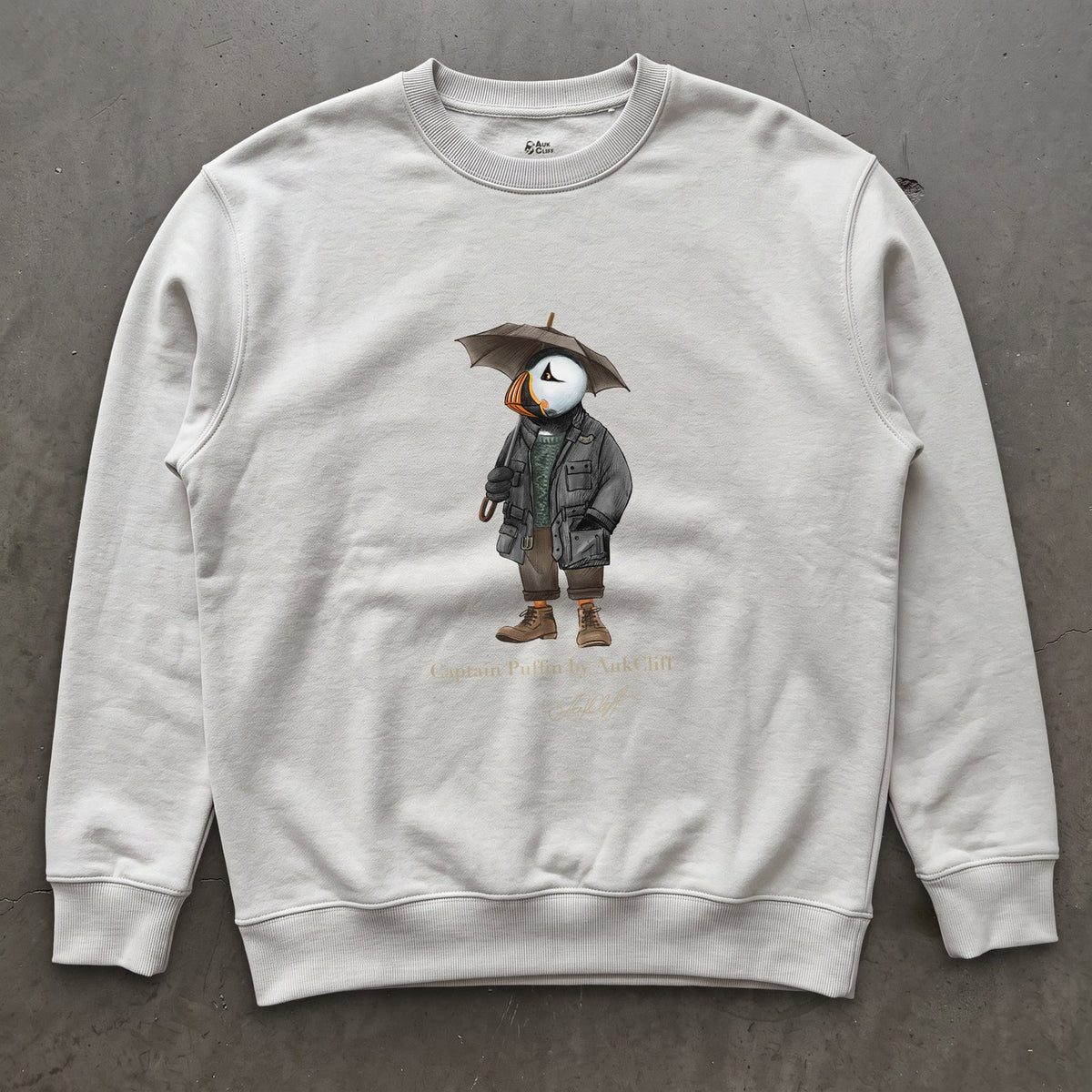 AukCliff® Captain Puffin Sweatshirt White / S Captain Puffin™ “Waxed Trail Rover” Sweatshirt
