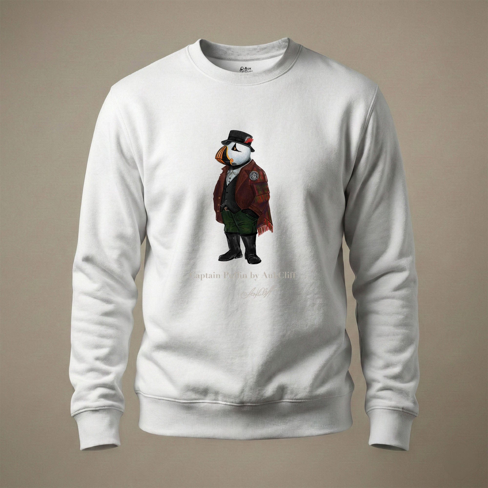 AukCliff® Captain Puffin Sweatshirt White / S Captain Puffin™ Welsh Heritage Sweatshirt