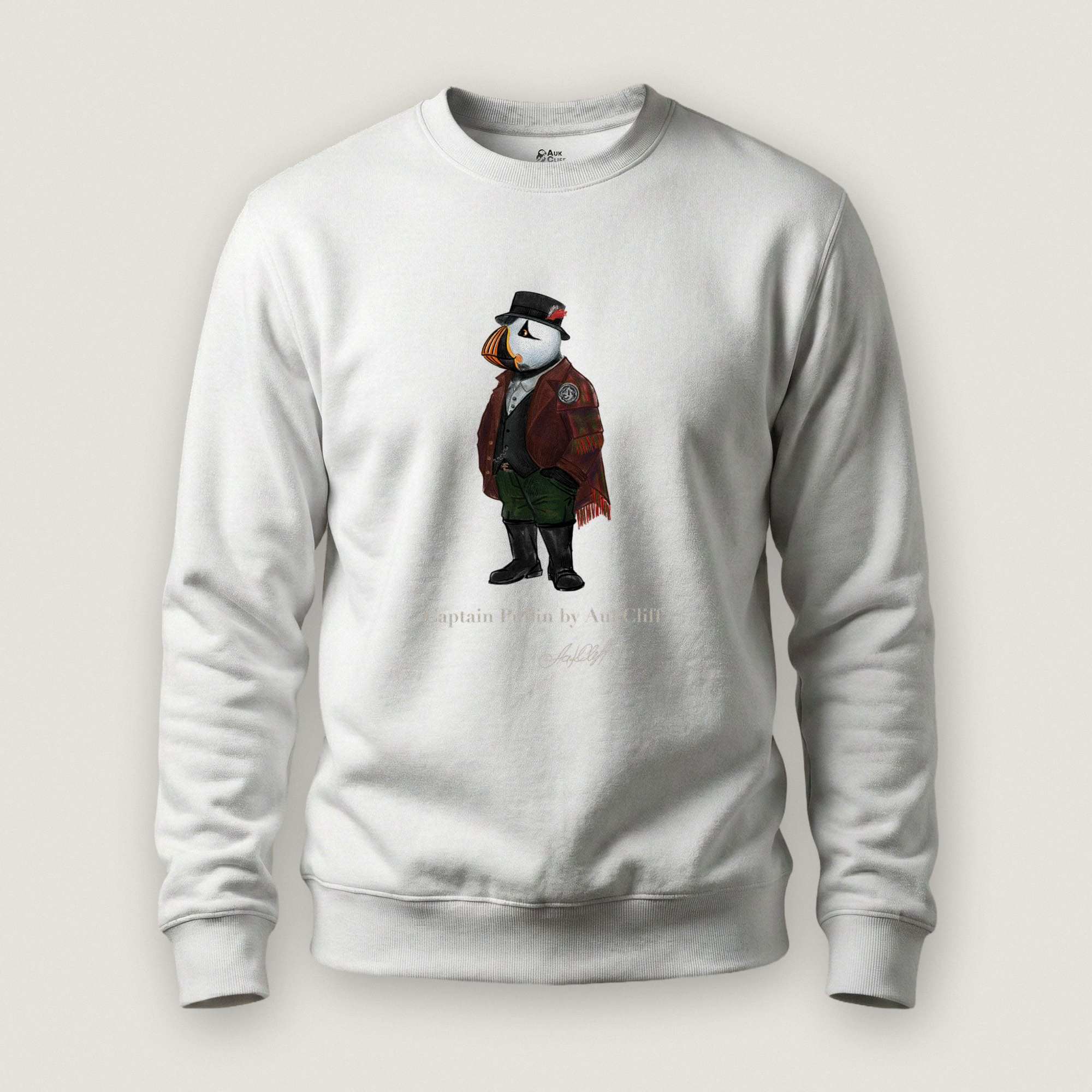 AukCliff® Captain Puffin Sweatshirt White / S Captain Puffin™ Welsh Heritage Sweatshirt