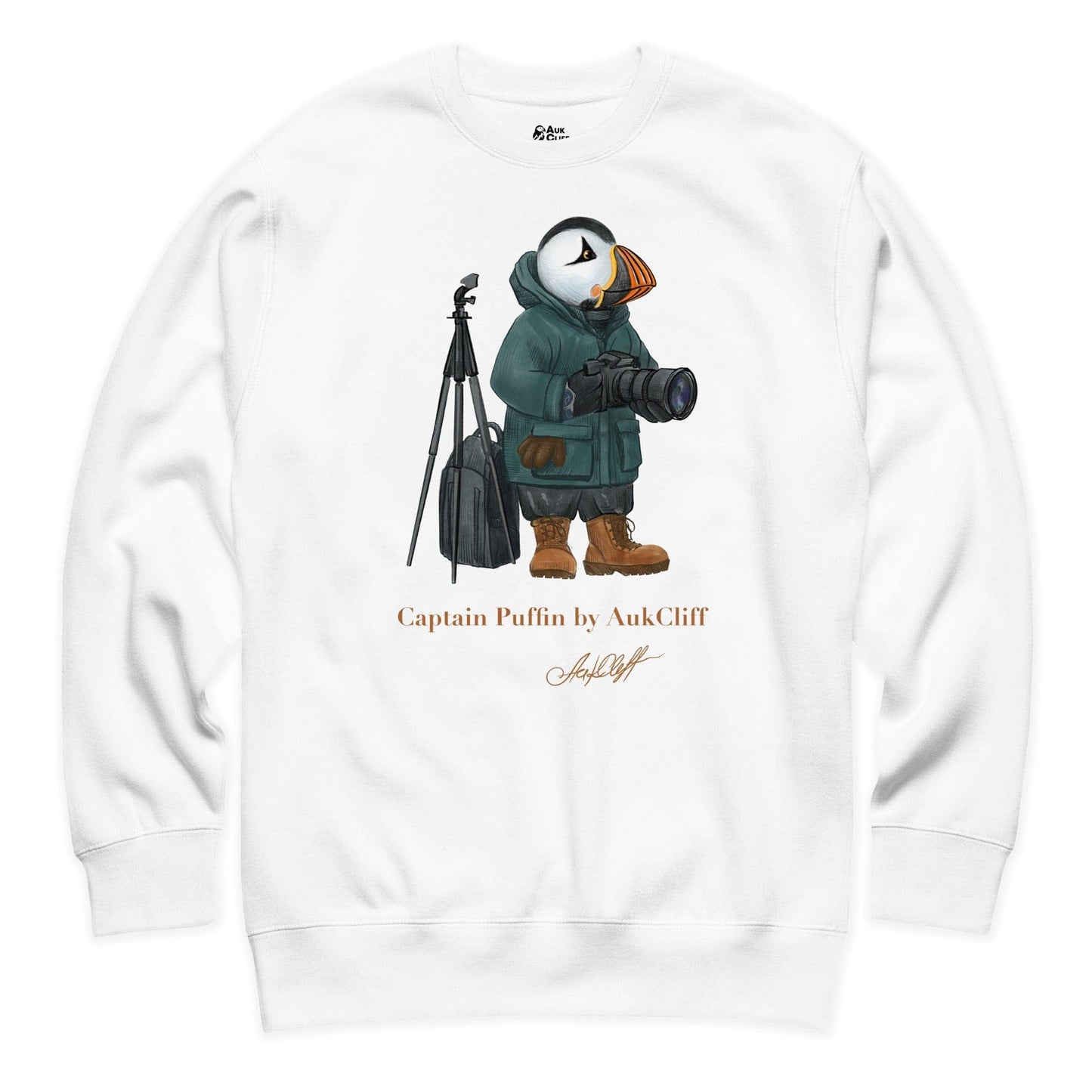 AukCliff Captain Puffin Sweatshirt White / S Captain Puffin™ Wildlife Photographer Sweatshirt