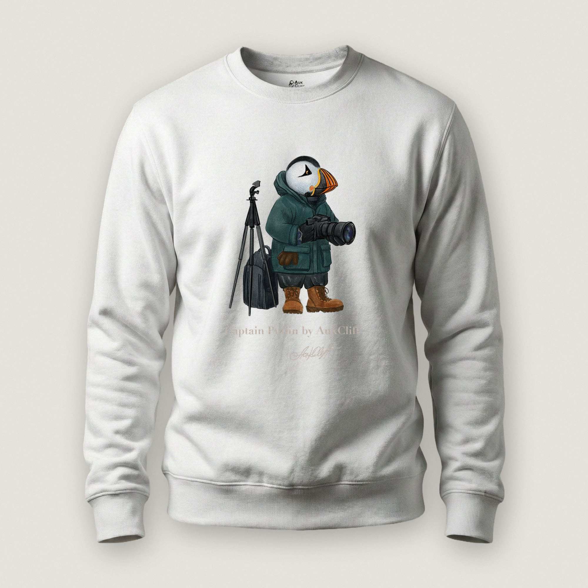 AukCliff Captain Puffin Sweatshirt White / S Captain Puffin™ Wildlife Photographer Sweatshirt