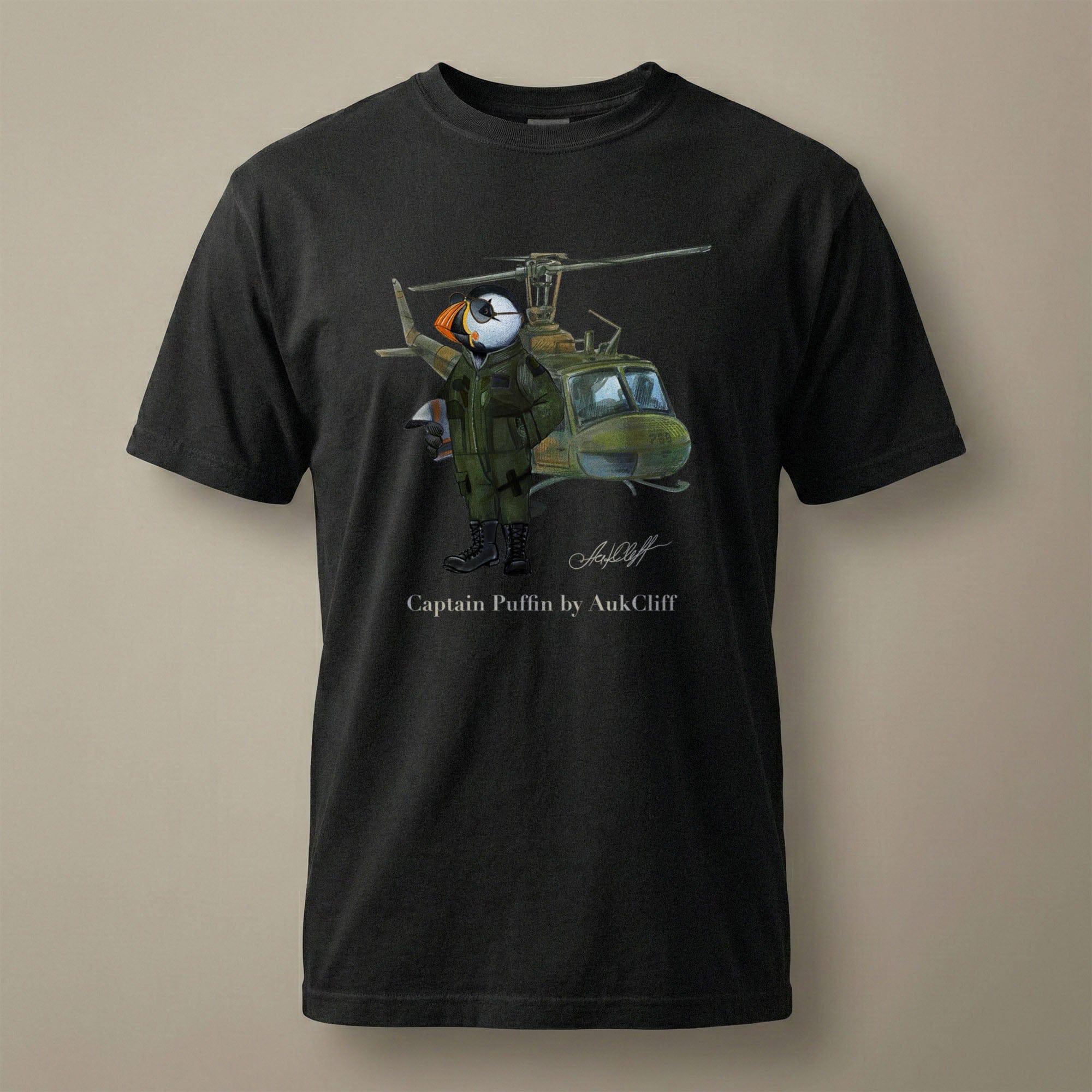 AukCliff® Captain Puffin T-shirt Black / S Captain Puffin™ Airborne Comfort Colors T-Shirt