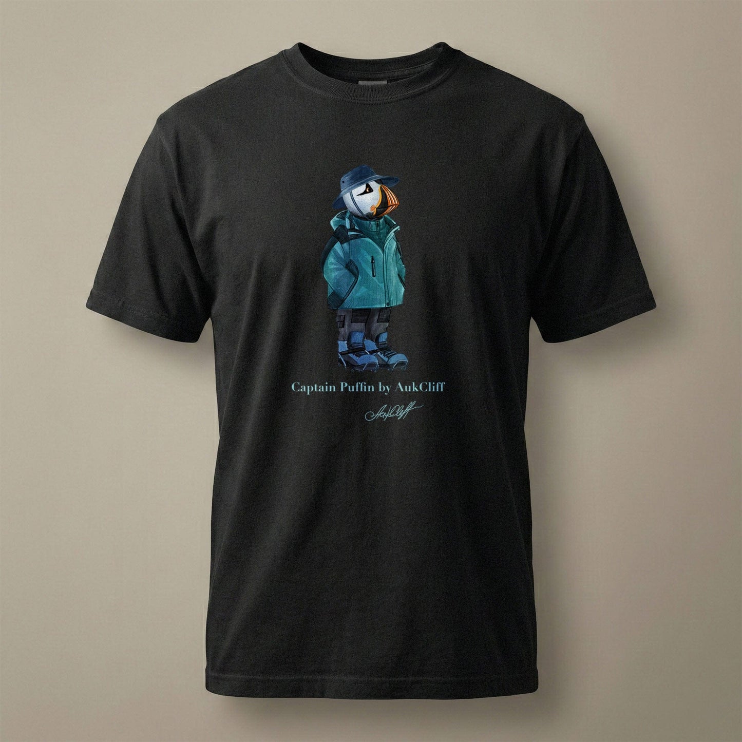 AukCliff® Captain Puffin T-shirt Black / S Captain Puffin “Alpine Wayfarer” Comfort Colors T-Shirt