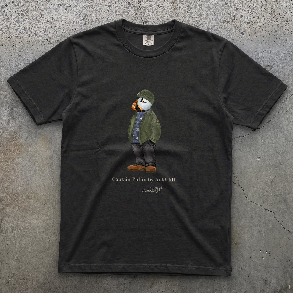 AukCliff® Captain Puffin T-shirt Black / S Captain Puffin “American Trailkeeper” Comfort Colors T-Shirt