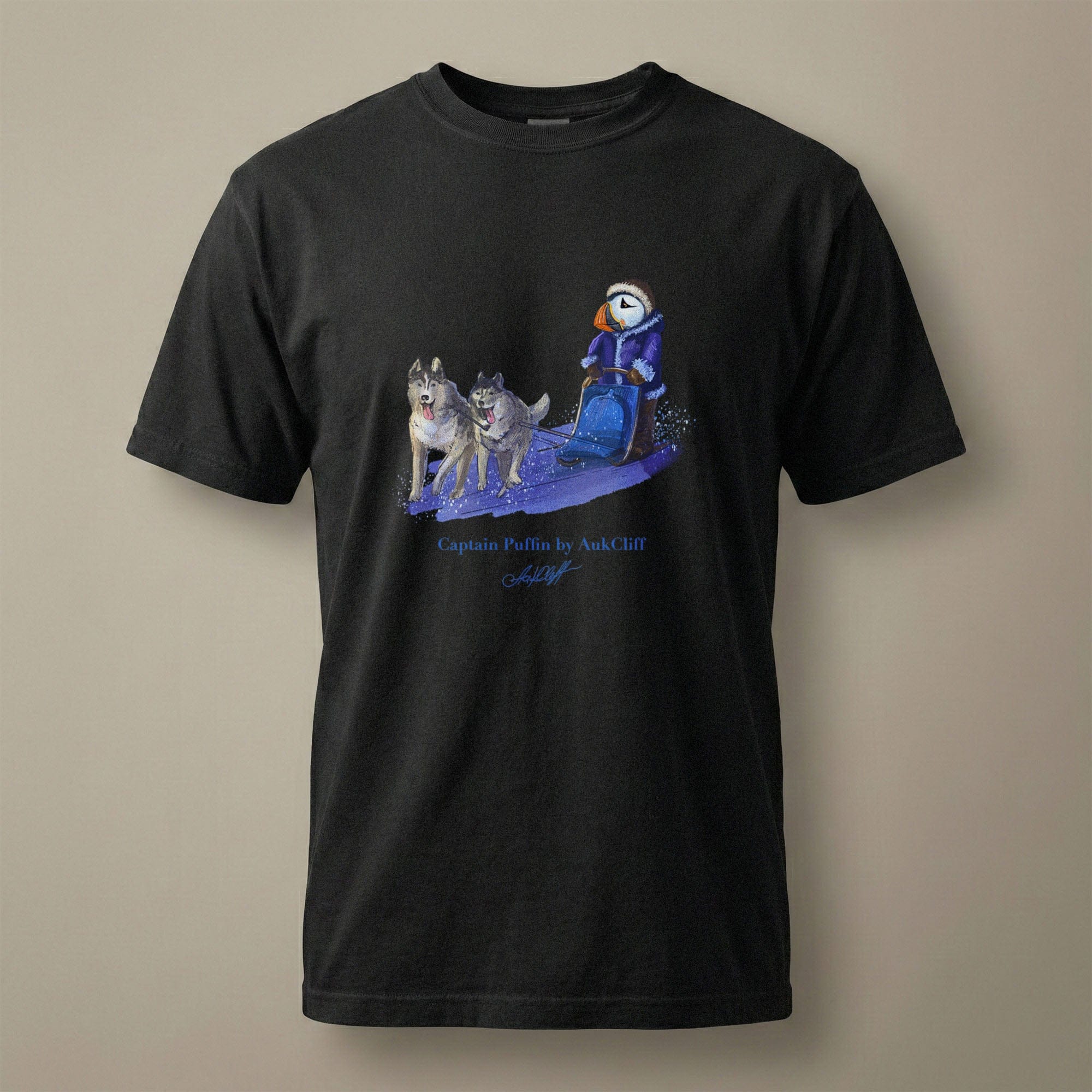 AukCliff Captain Puffin T-shirt Black / S Captain Puffin™ Arctic Dog Sledder T-Shirt