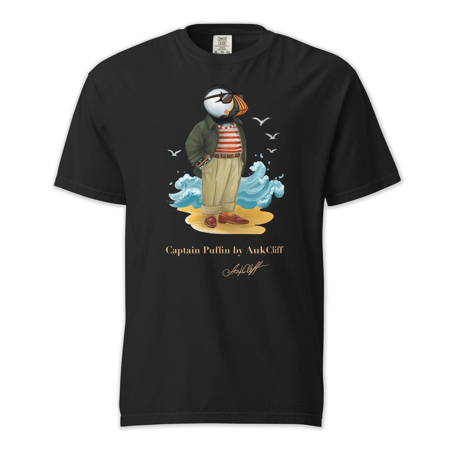 AukCliff Captain Puffin T-shirt Black / S Captain Puffin™ Coastal Wanderer Comfort Colors T-Shirt
