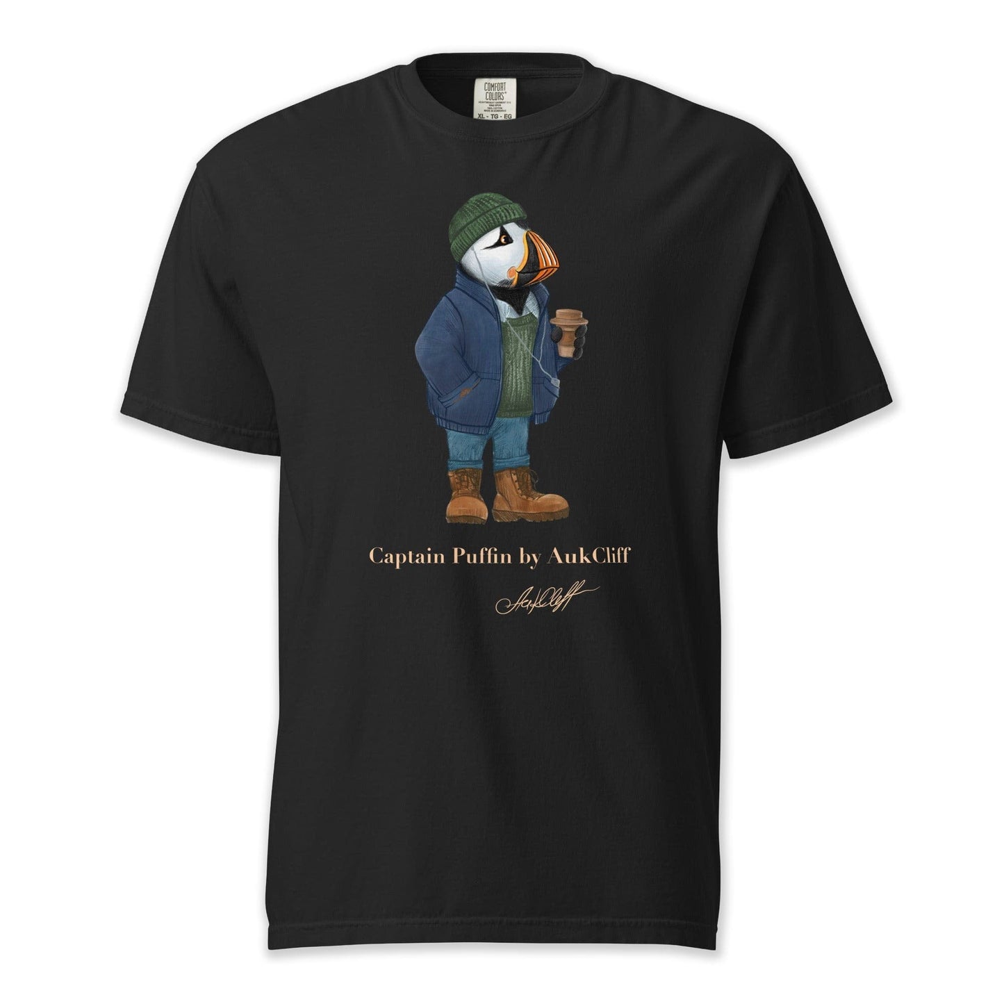 AukCliff Captain Puffin T-shirt Black / S Captain Puffin™ Coffeehouse Comfort Colors T-Shirt