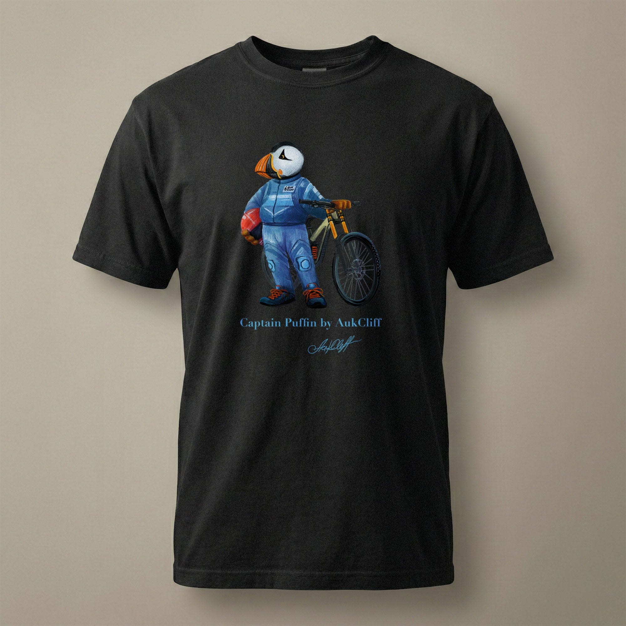 AukCliff Captain Puffin T-shirt Black / S Captain Puffin™ Downhill Mountain Biker Comfort Colors T-Shirt