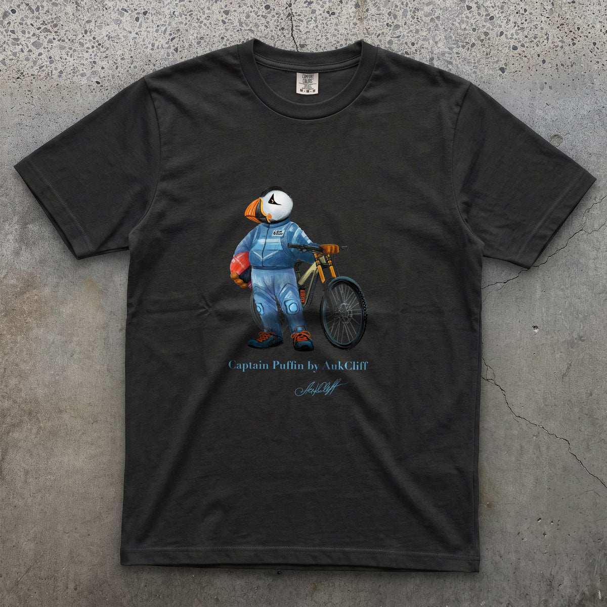AukCliff Captain Puffin T-shirt Black / S Captain Puffin™ Downhill Mountain Biker Comfort Colors T-Shirt