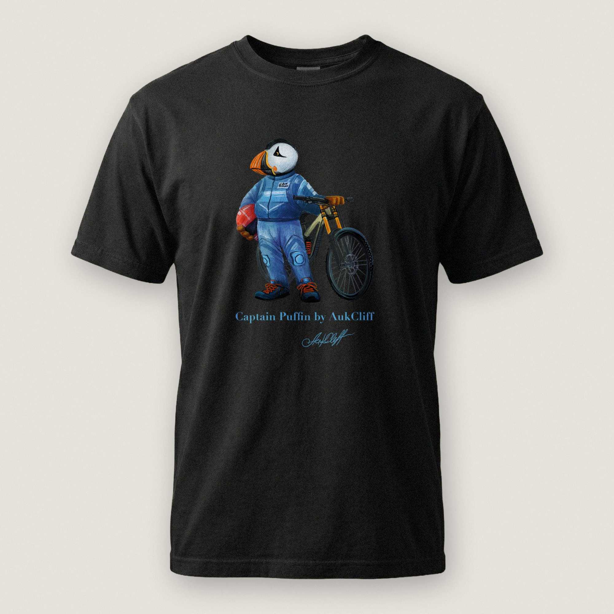 AukCliff Captain Puffin T-shirt Black / S Captain Puffin™ Downhill Mountain Biker Comfort Colors T-Shirt