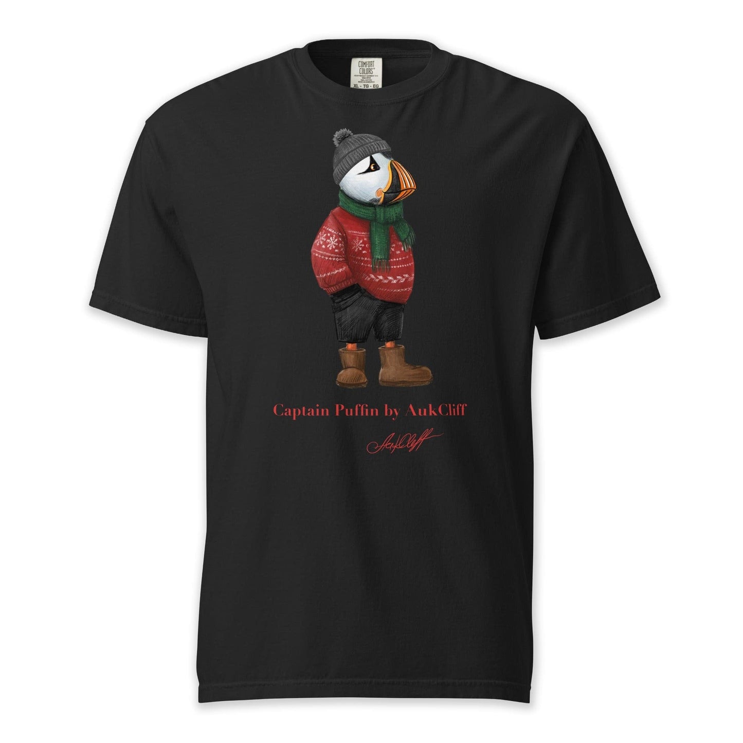 AukCliff Captain Puffin T-shirt Black / S Captain Puffin™ “Festive Puffin” Comfort Colors T-Shirt