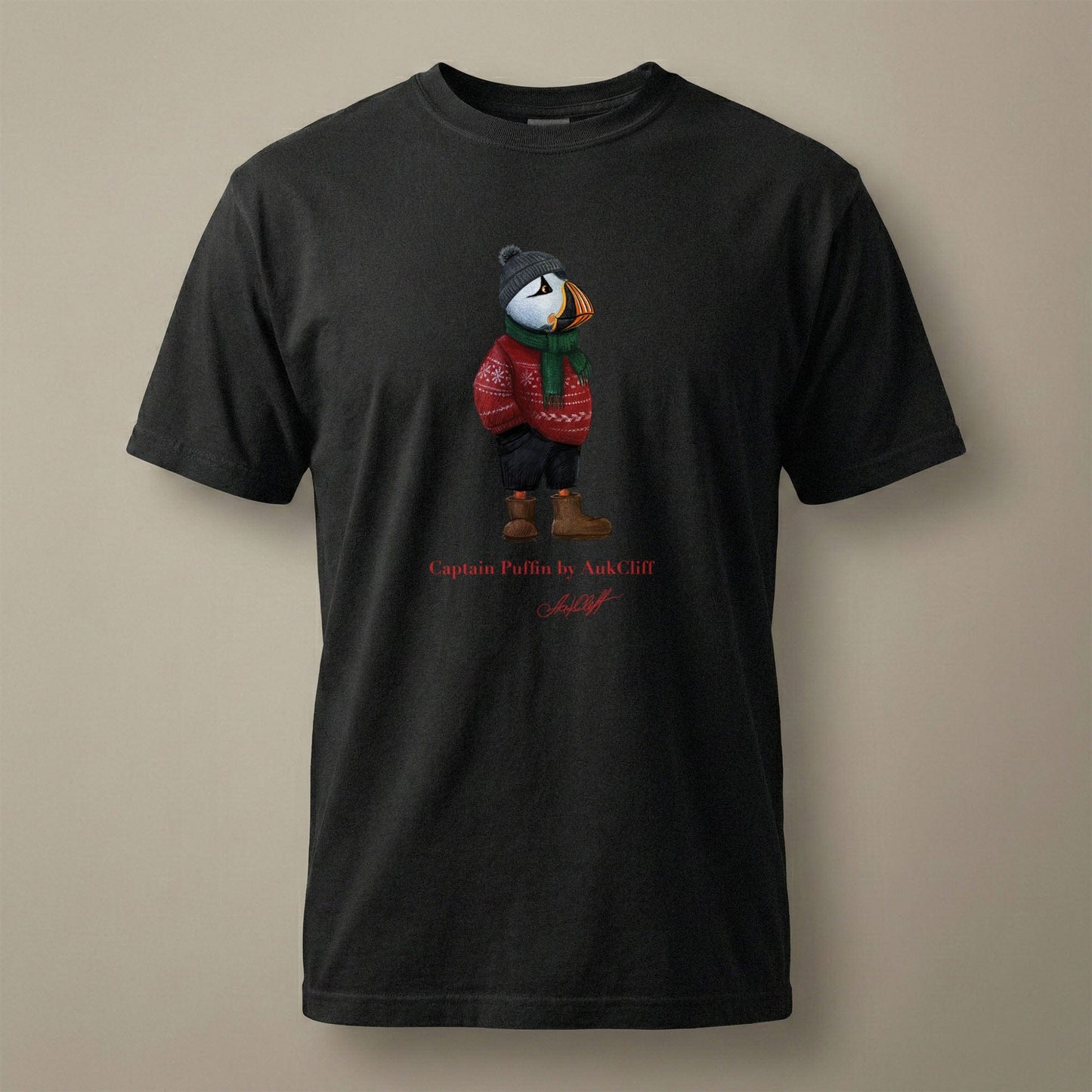 AukCliff Captain Puffin T-shirt Black / S Captain Puffin™ “Festive Puffin” Comfort Colors T-Shirt