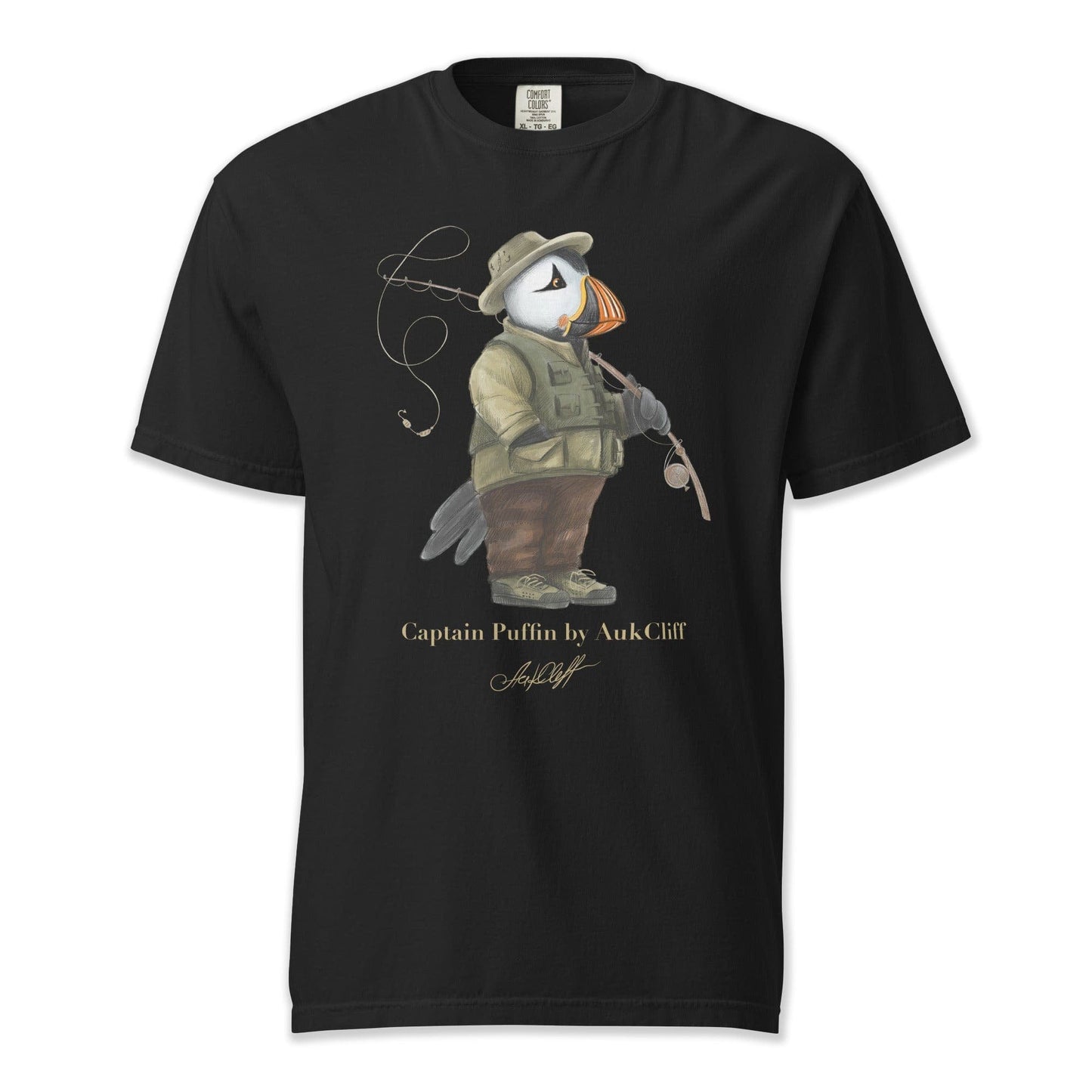 AukCliff Captain Puffin T-shirt Black / S Captain Puffin™ Fly Fisherman Comfort Colors T-Shirt