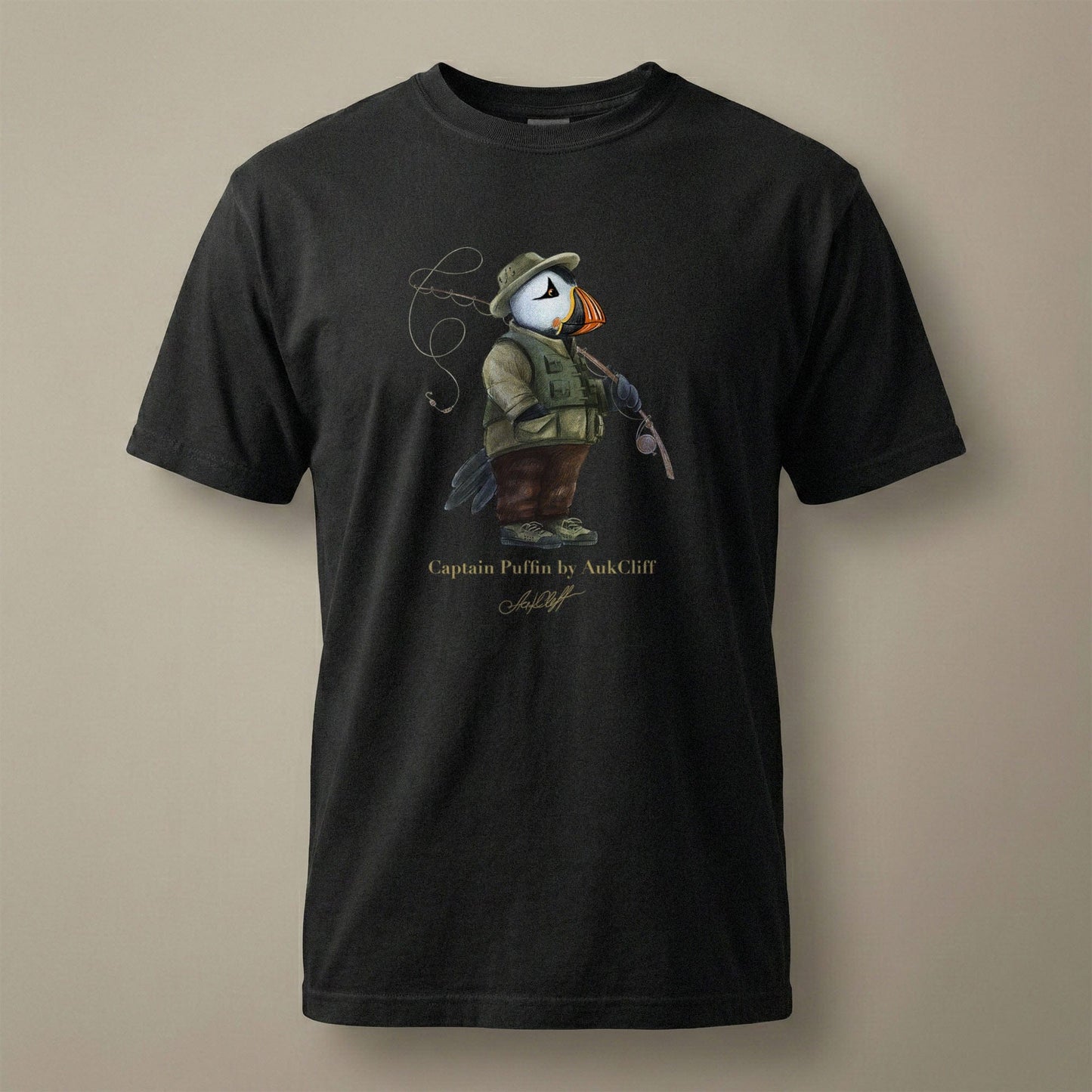 AukCliff Captain Puffin T-shirt Black / S Captain Puffin™ Fly Fisherman Comfort Colors T-Shirt