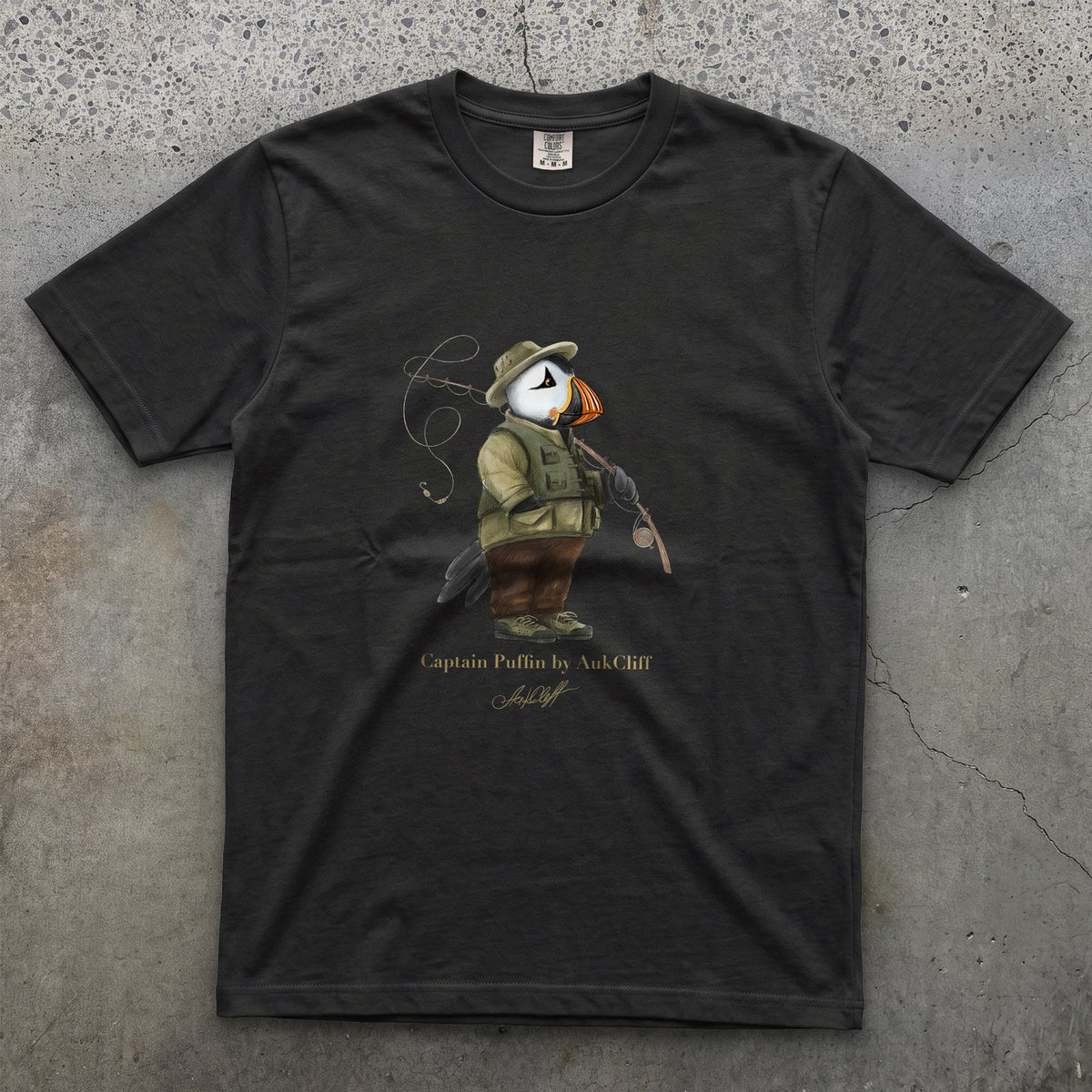 AukCliff Captain Puffin T-shirt Black / S Captain Puffin™ Fly Fisherman Comfort Colors T-Shirt