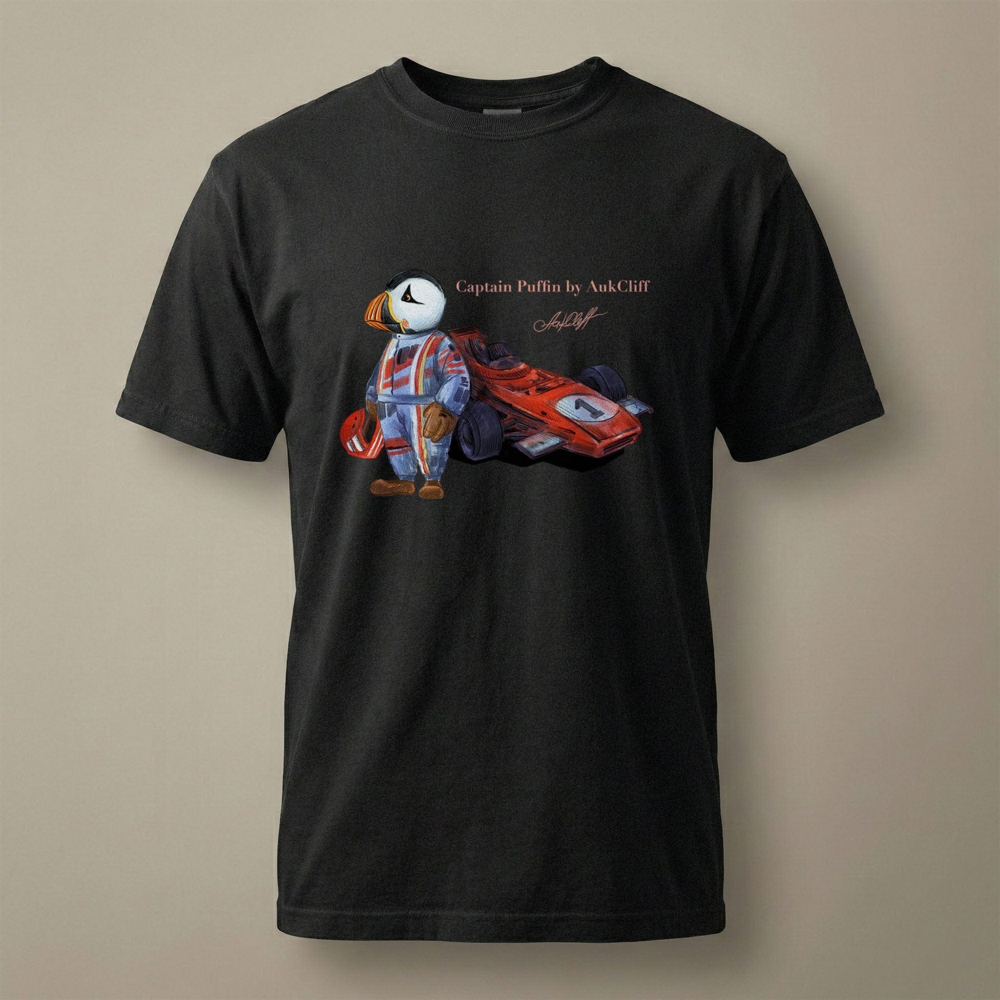 AukCliff Captain Puffin T-shirt Black / S Captain Puffin™ Formula Racer Comfort Colors T-Shirt