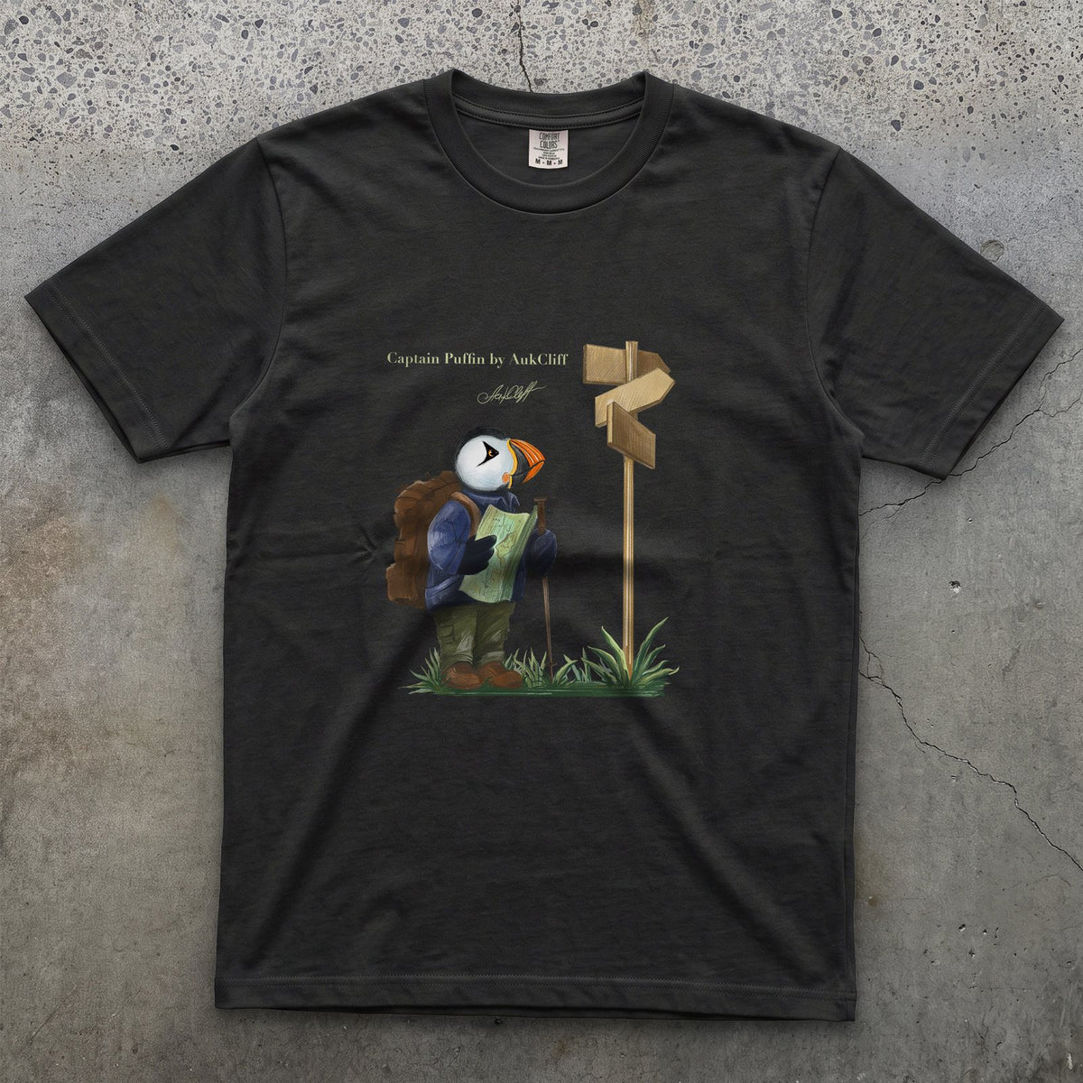 AukCliff Captain Puffin T-shirt Black / S Captain Puffin™ Hiker Comfort Colors T-Shirt