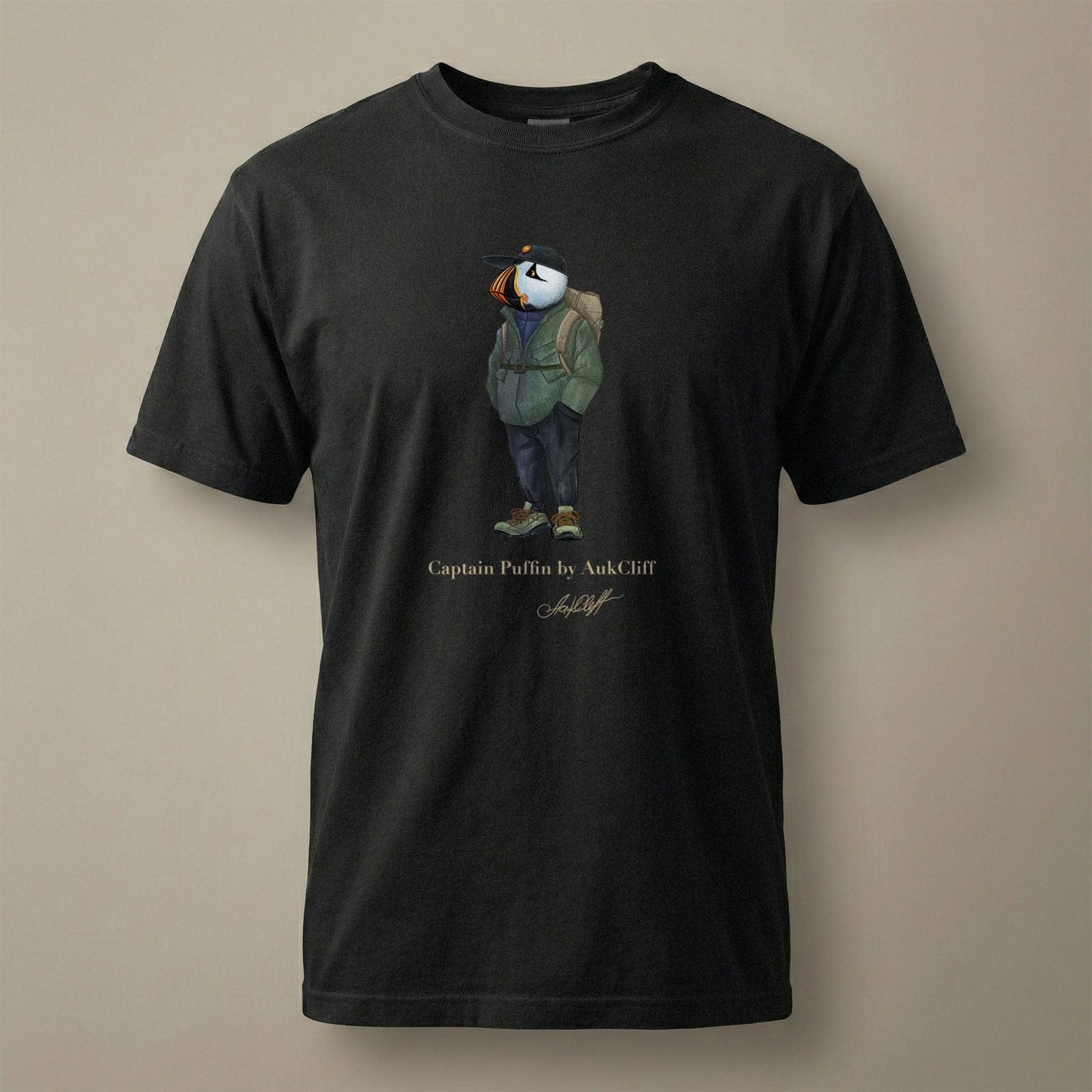 AukCliff® Captain Puffin T-shirt Black / S Captain Puffin “Japanese Trail Walker” Comfort Colors T-Shirt