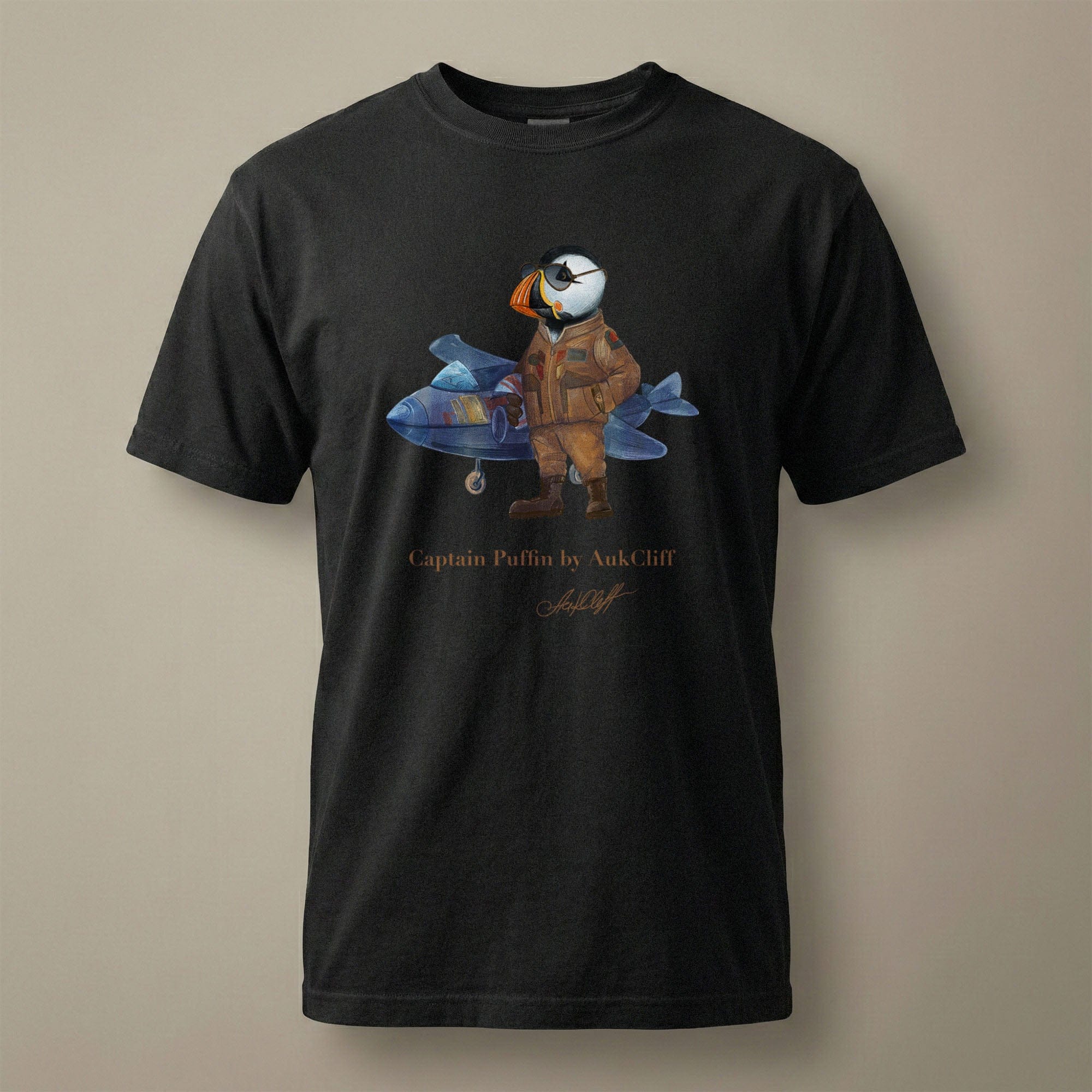 AukCliff Captain Puffin T-shirt Black / S Captain Puffin™ Jet Pilot Comfort Colors T-Shirt
