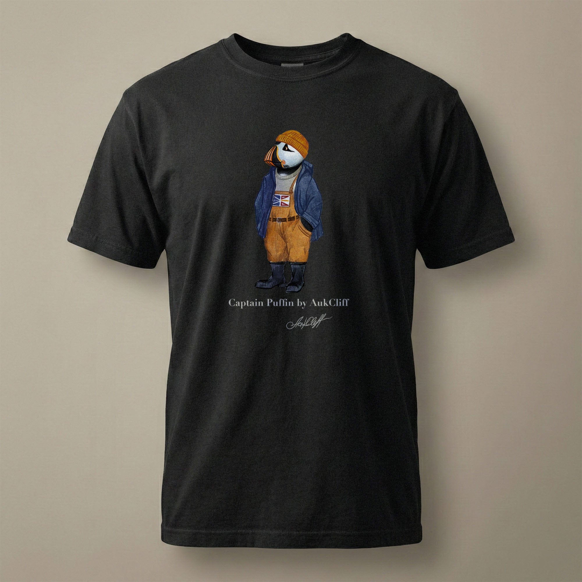 AukCliff® Captain Puffin T-shirt Black / S Captain Puffin™ Newfoundland & Labrador Comfort Colors T-Shirt