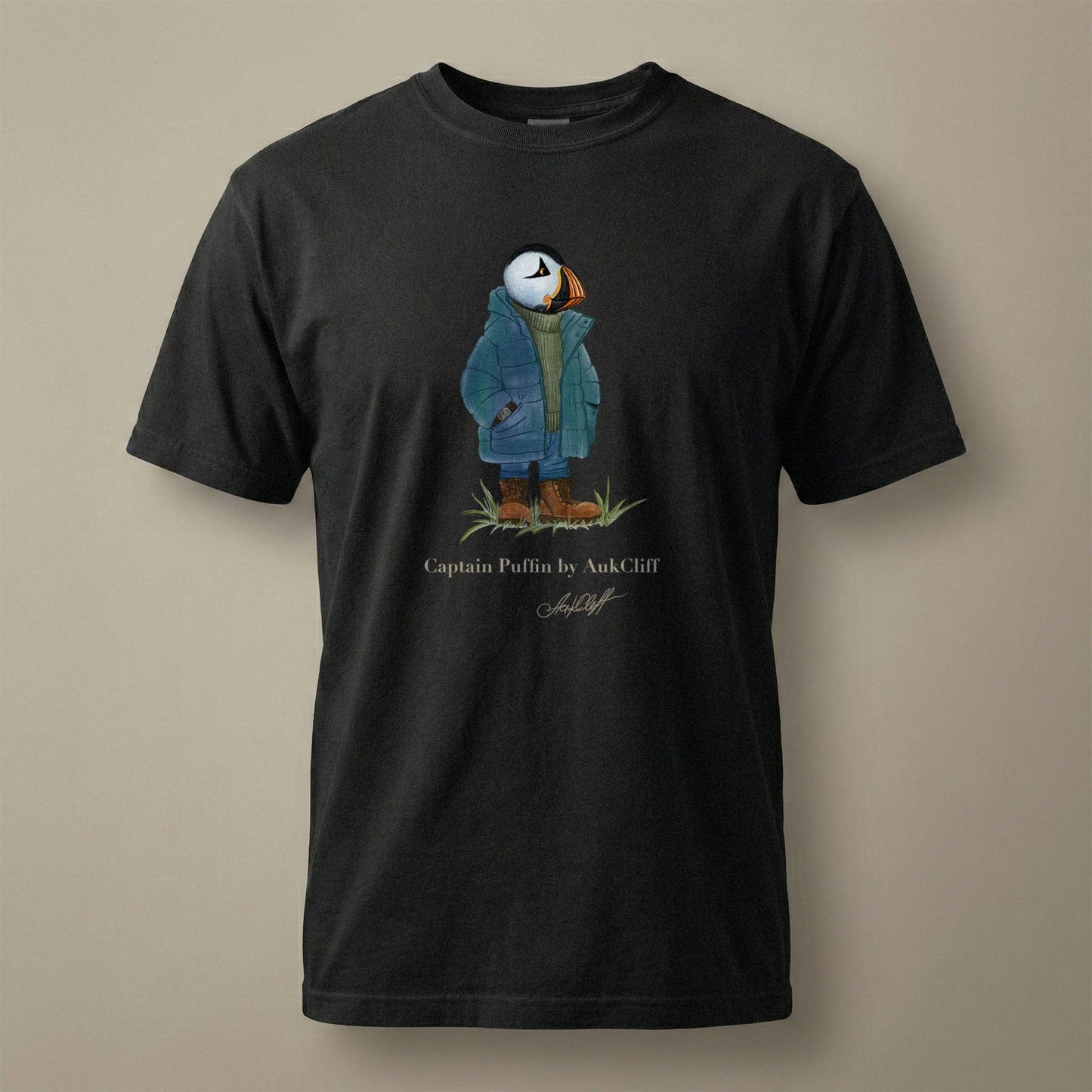 AukCliff® Captain Puffin T-shirt Black / S Captain Puffin™ “Nordic Roamer” Comfort Colors T-Shirt