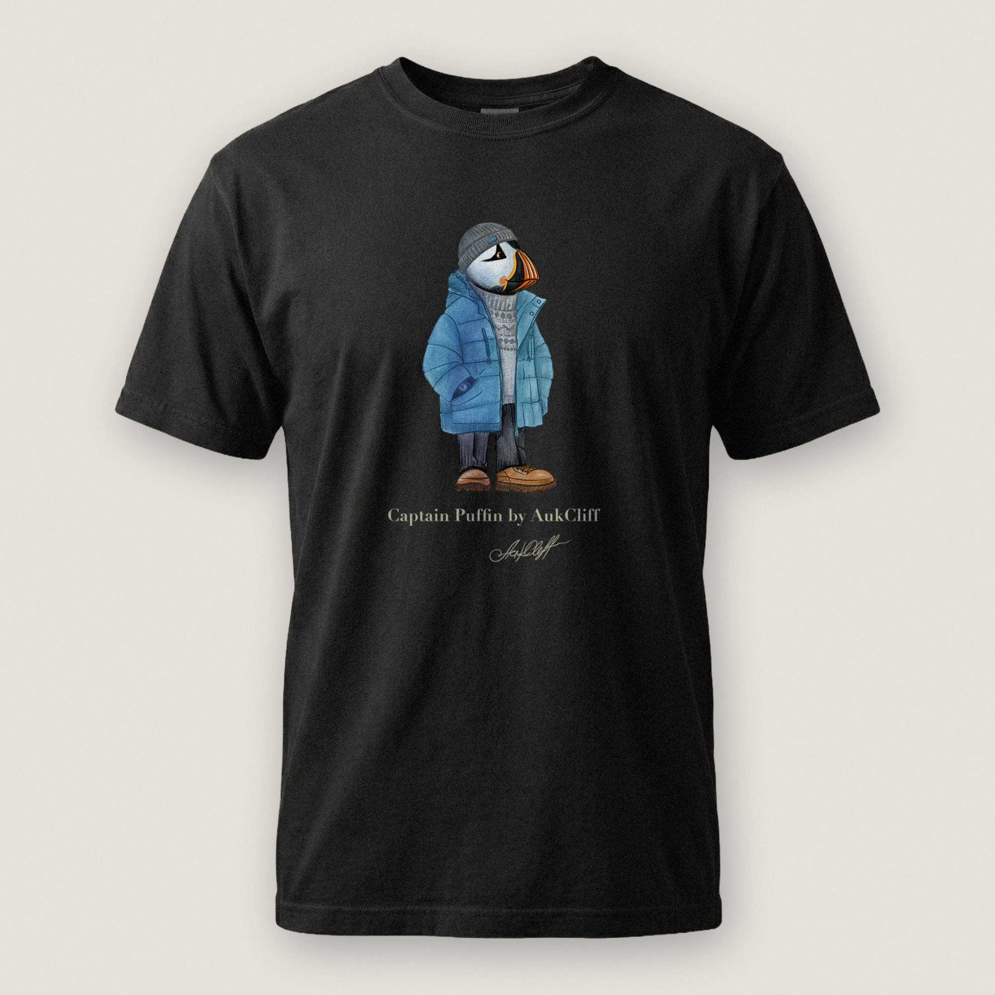 AukCliff® Captain Puffin T-shirt Black / S Captain Puffin “Nordic Wayfarer” Comfort Colors T-Shirt